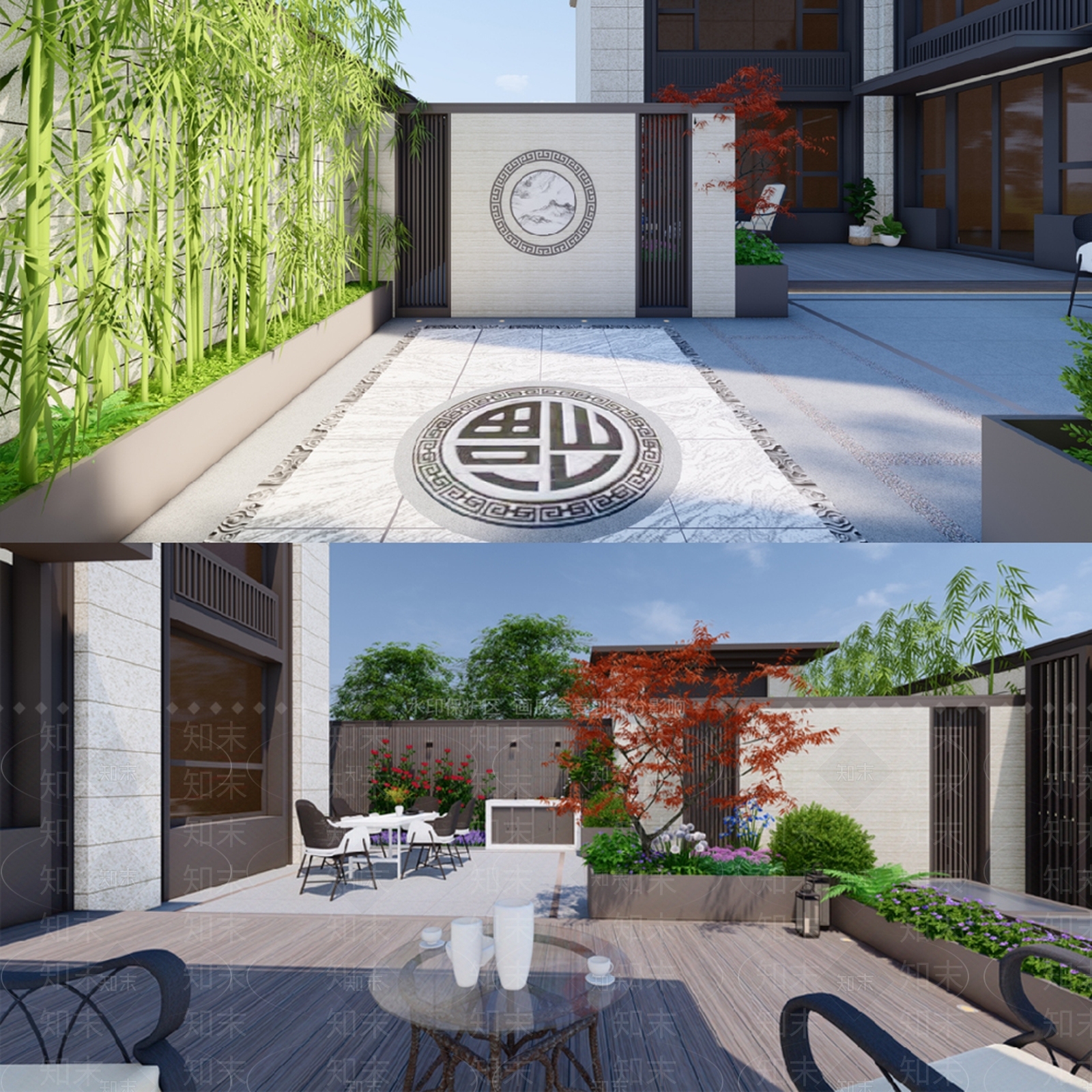 新中式现代别墅庭院SU模型下载【ID:1186019141】