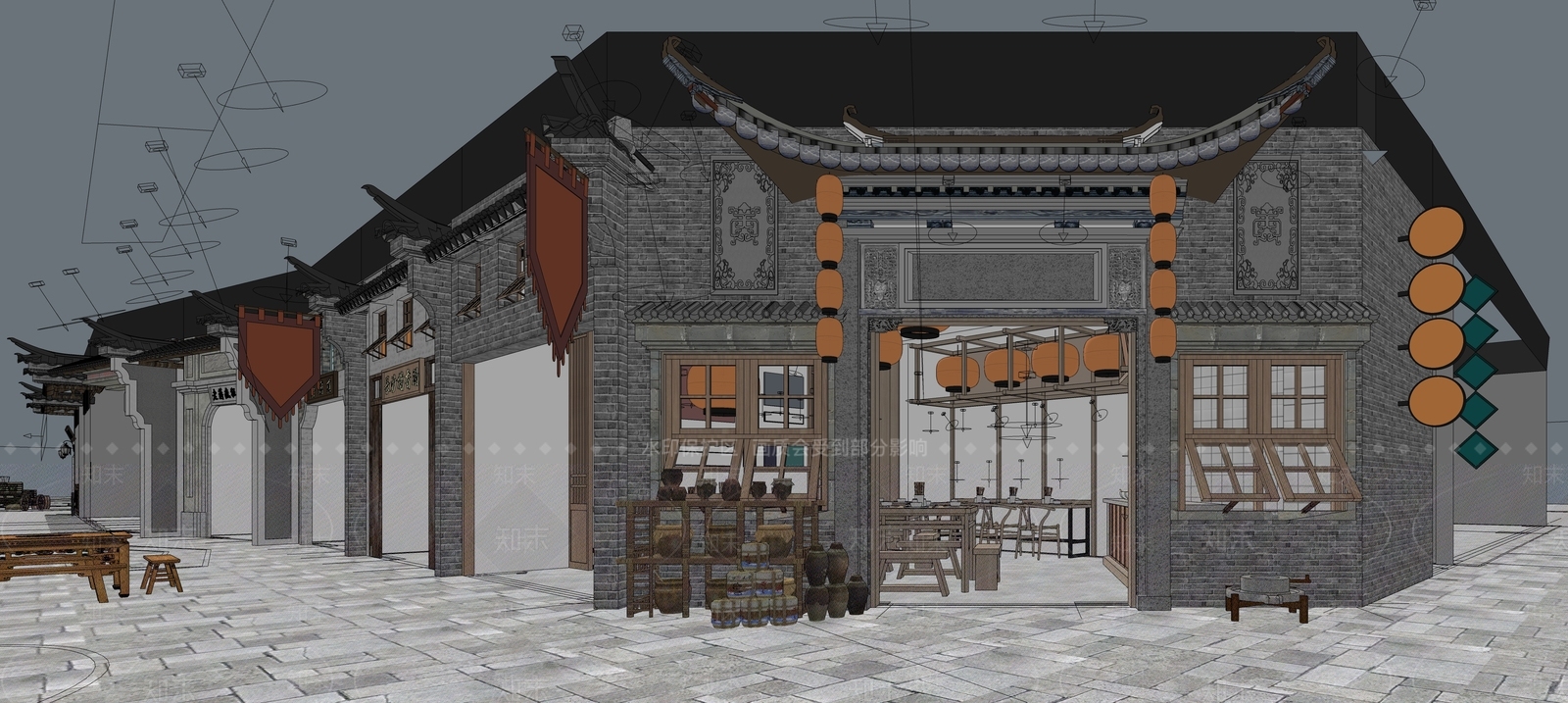 中式快餐店SU模型下载【ID:1186024885】