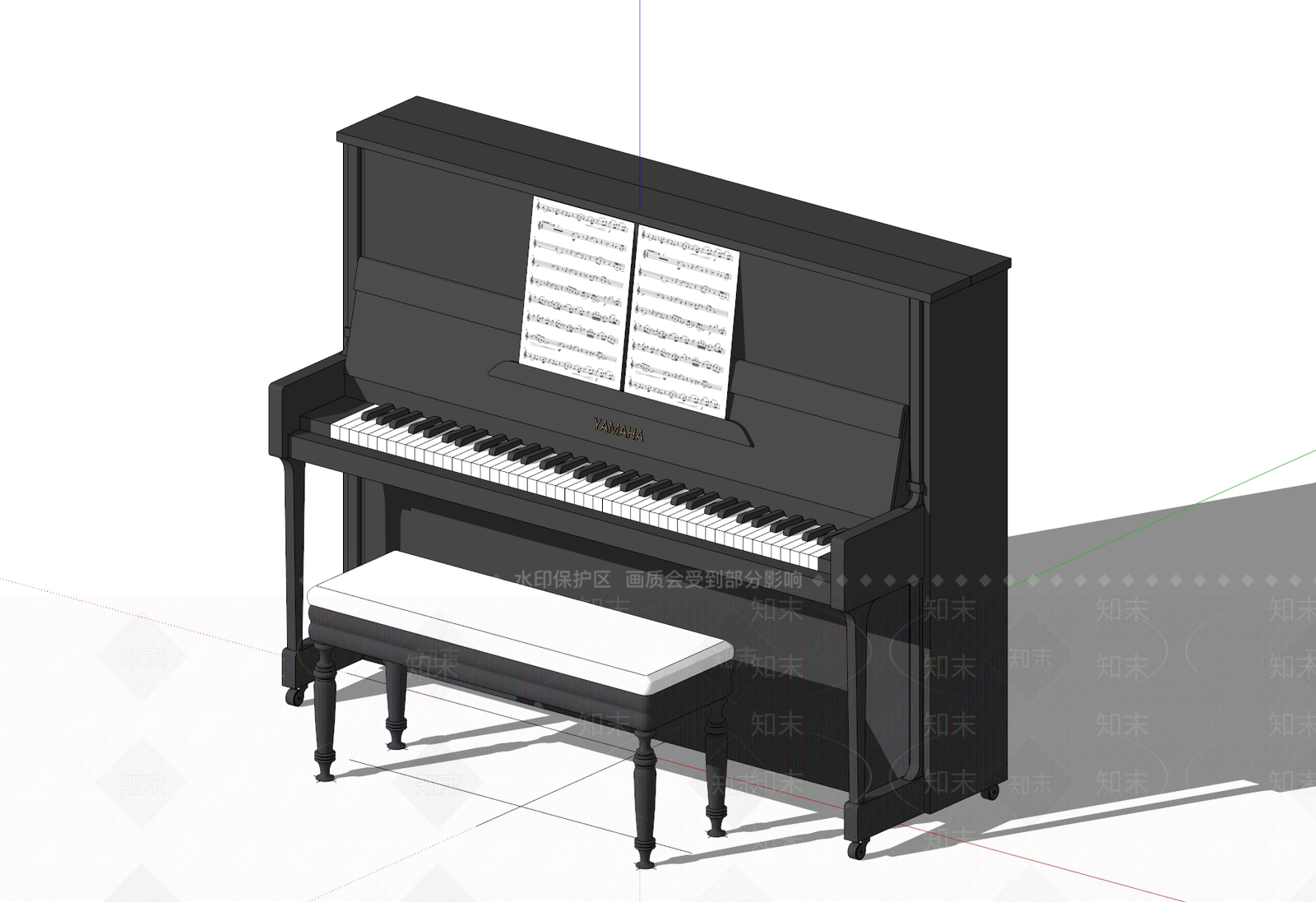 现代钢琴房SU模型下载【ID:1186026542】