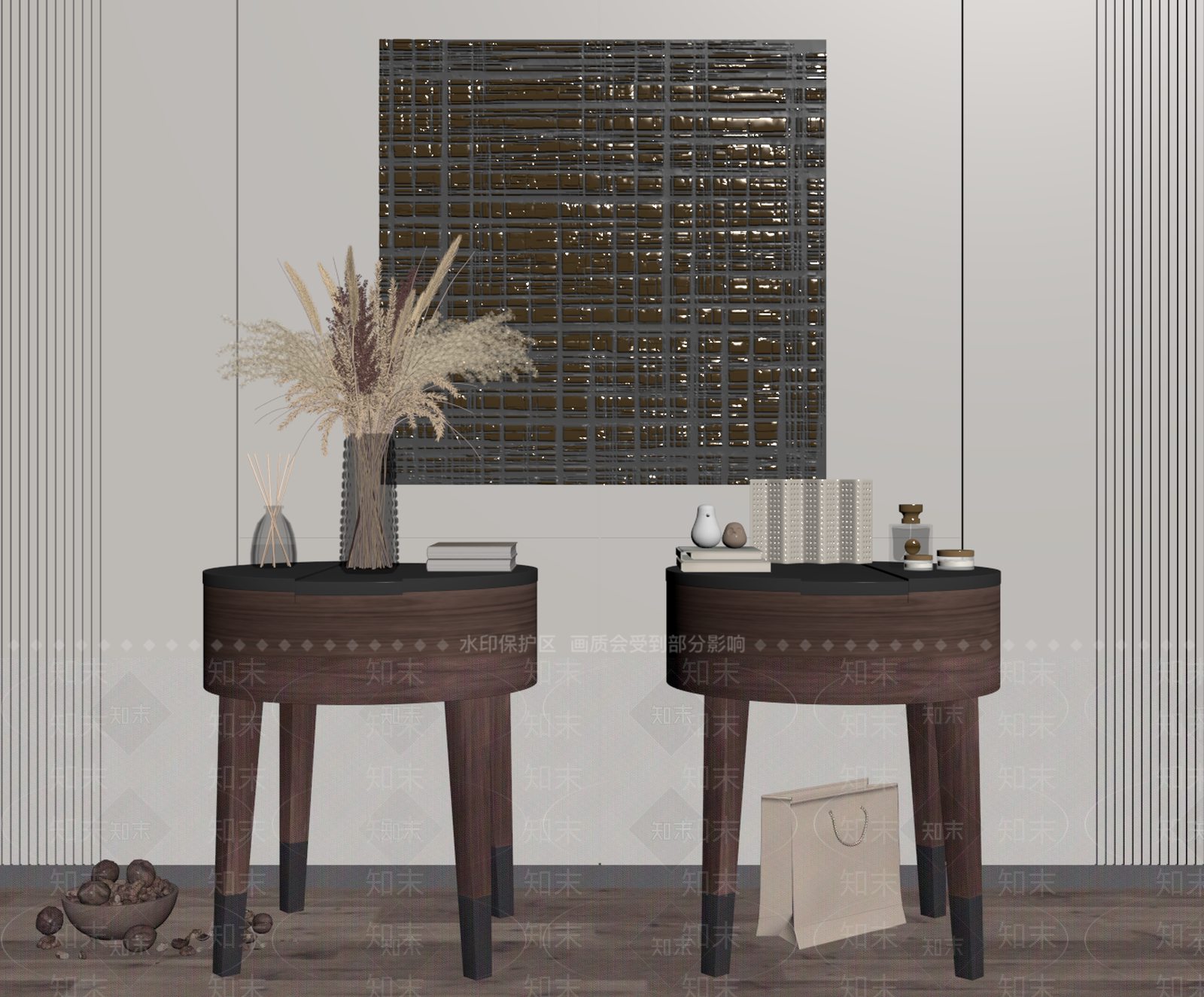 现代中古床头柜SU模型下载【ID:1186028330】