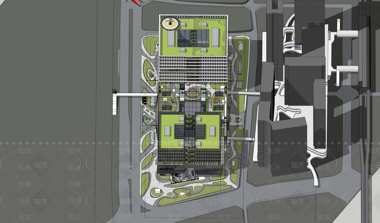 现代医院建筑SU模型下载【ID:1186035377】