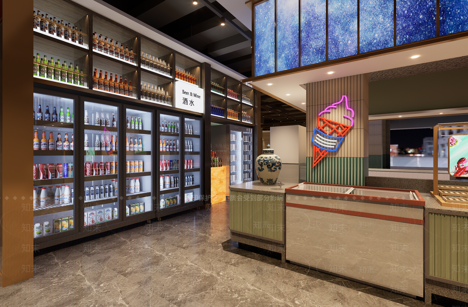 现代自助餐厅SU模型下载【ID:1186036411】