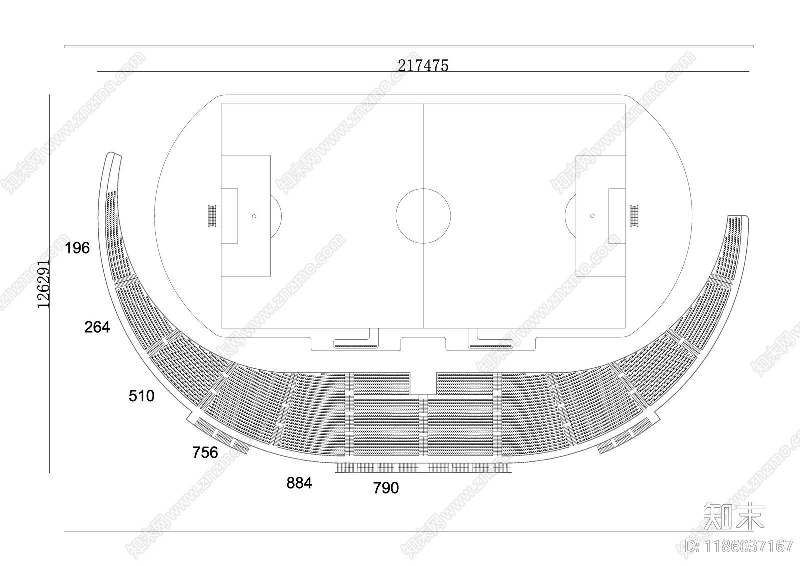 现代足球场施工图下载【ID:1186037167】