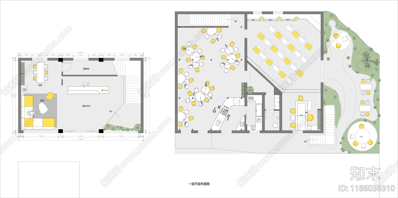 现代新中式其他餐饮空间cad施工图下载【ID:1186038310】