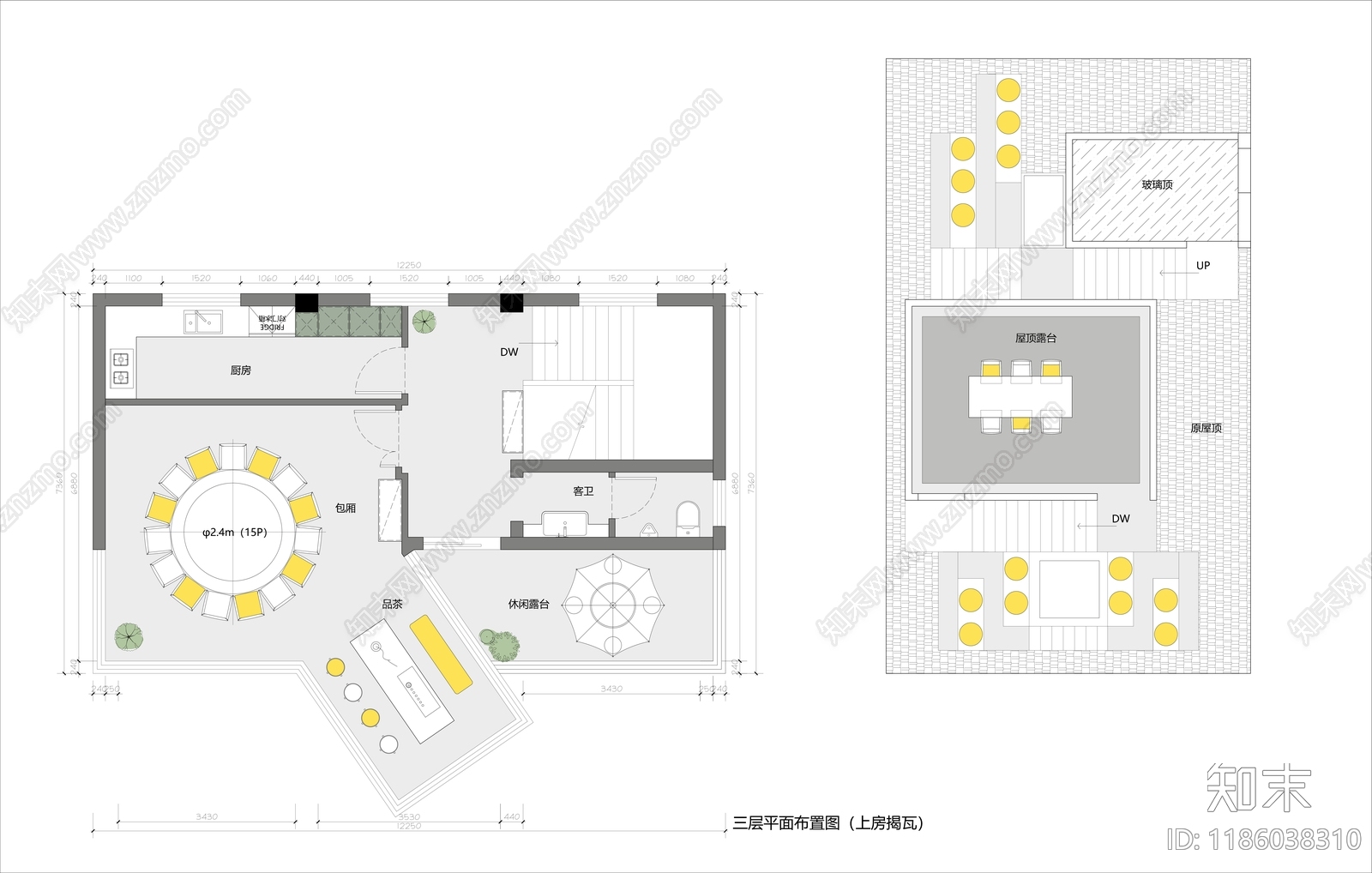现代新中式其他餐饮空间cad施工图下载【ID:1186038310】