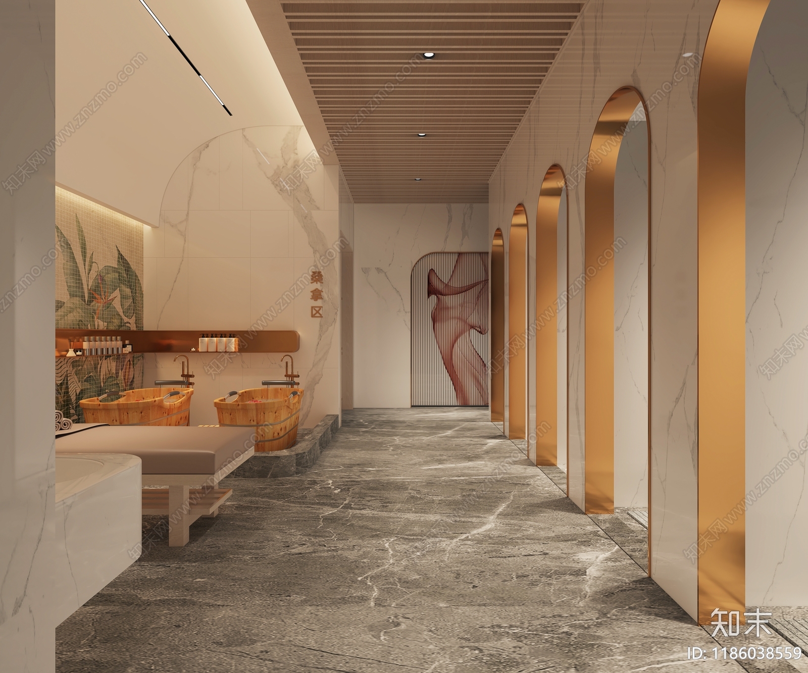 现代足浴店cad施工图下载【ID:1186038559】