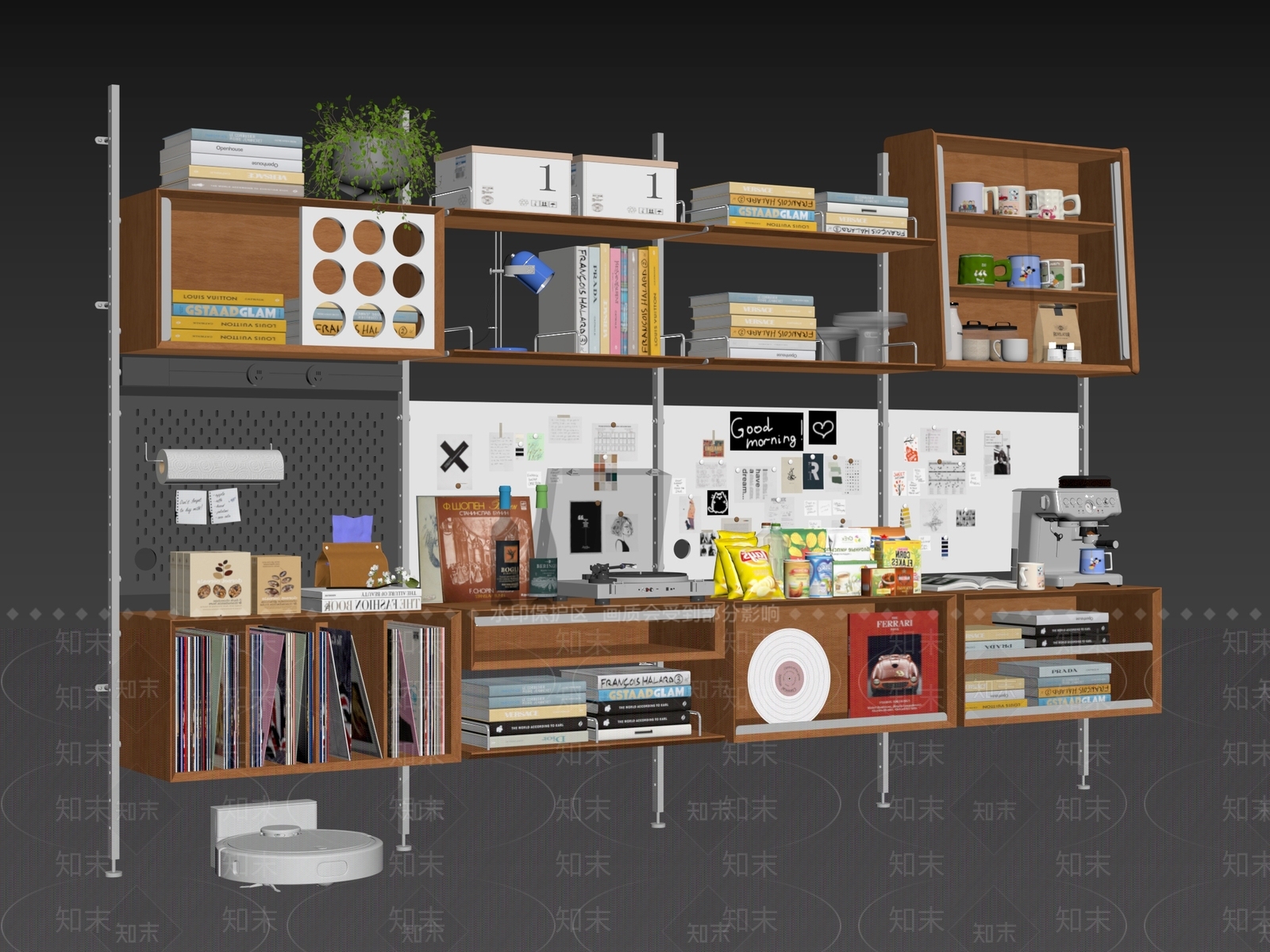 现代原木置物架3D模型下载【ID:1186039503】