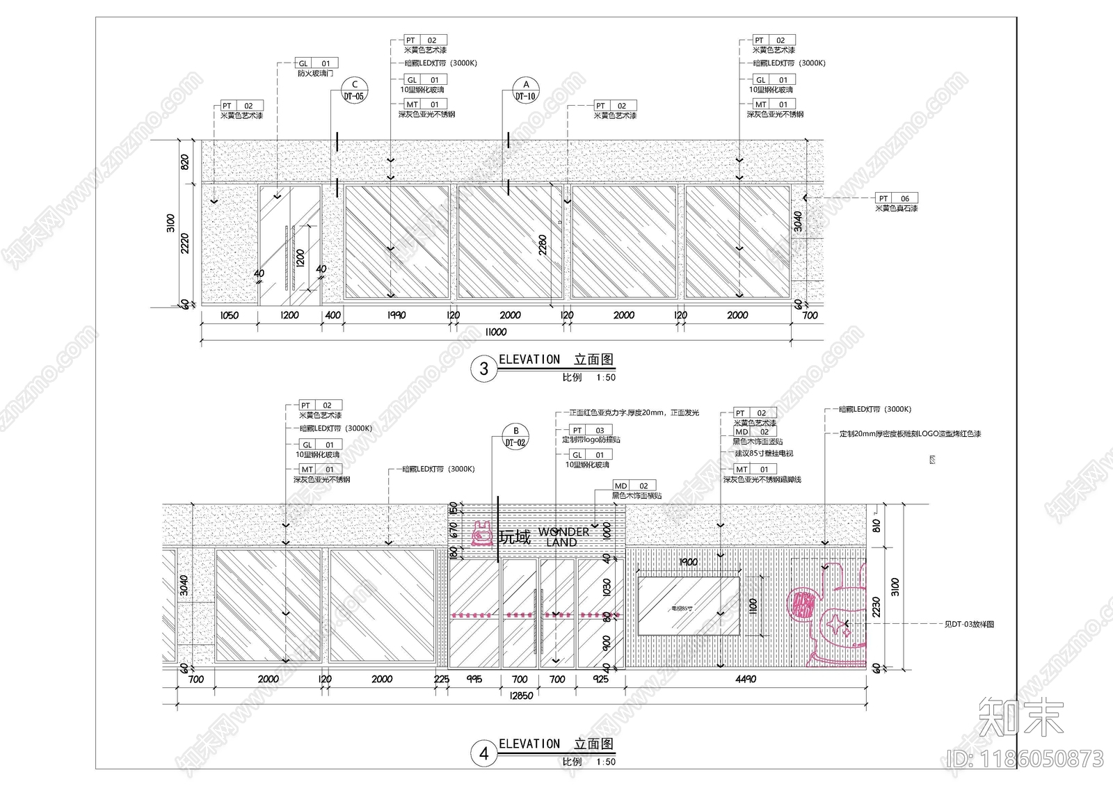 现代极简其他商业空间cad施工图下载【ID:1186050873】