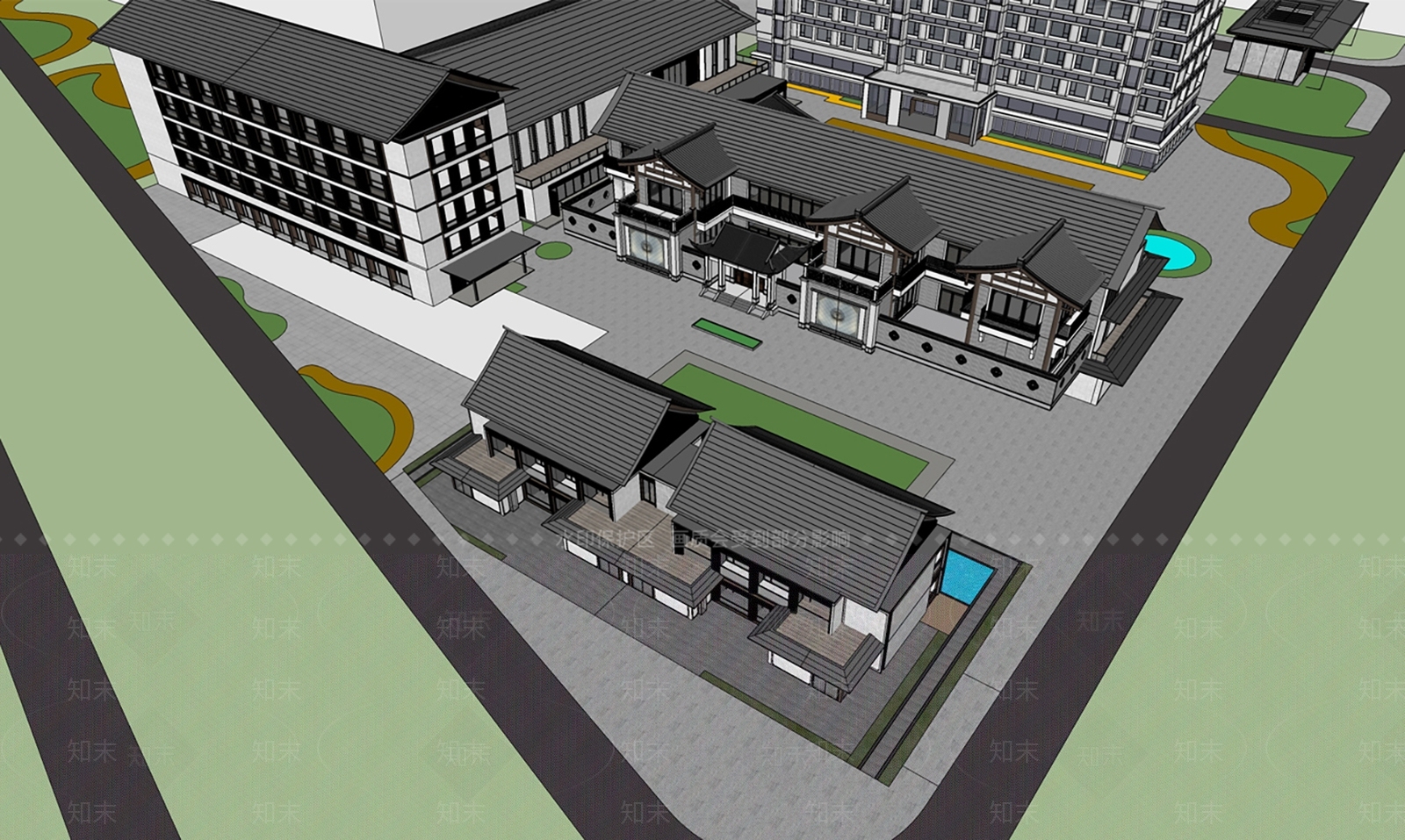 新中式其他工业建筑SU模型下载【ID:1186050500】