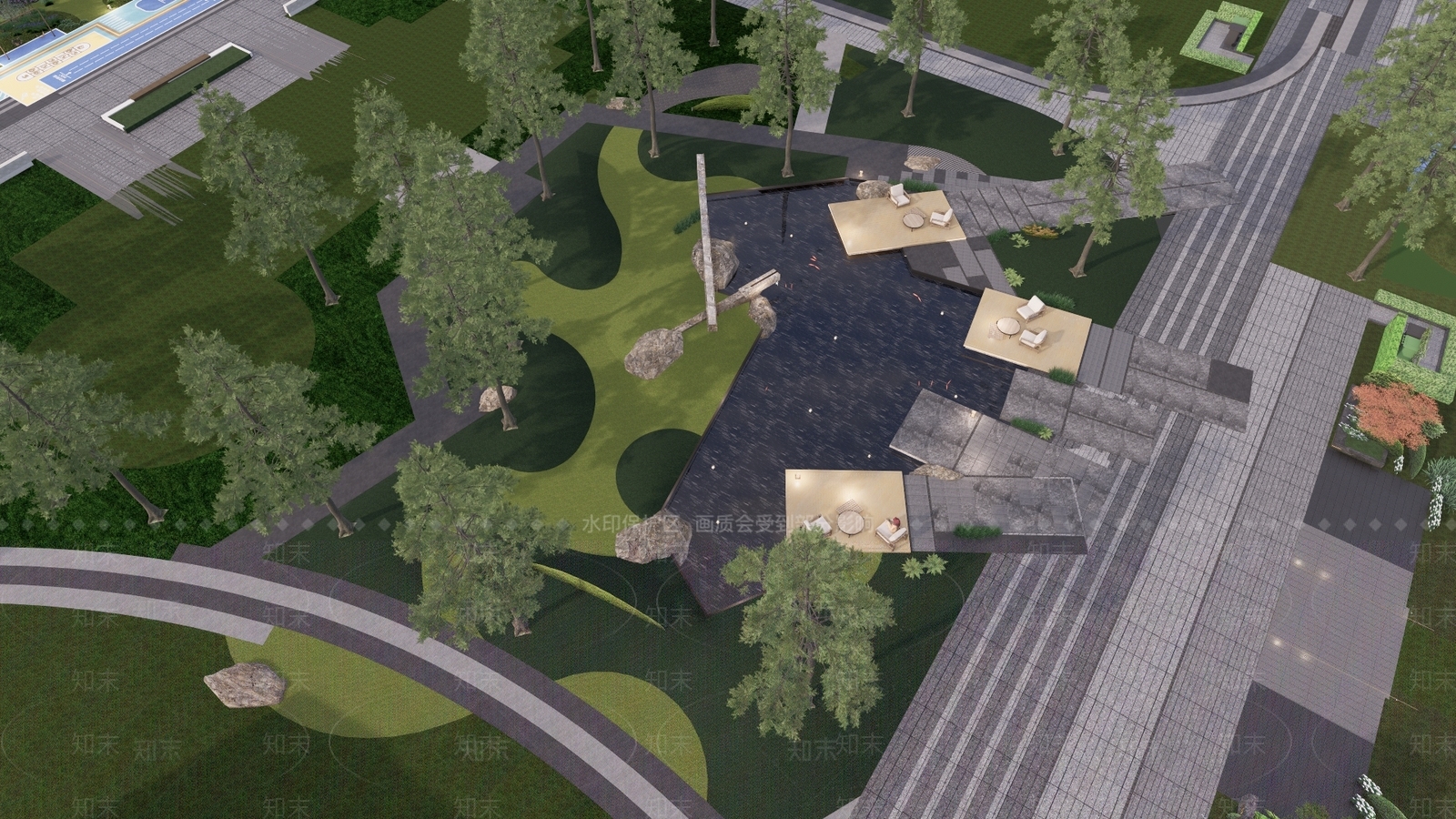 现代小区景观SU模型下载【ID:1186053178】