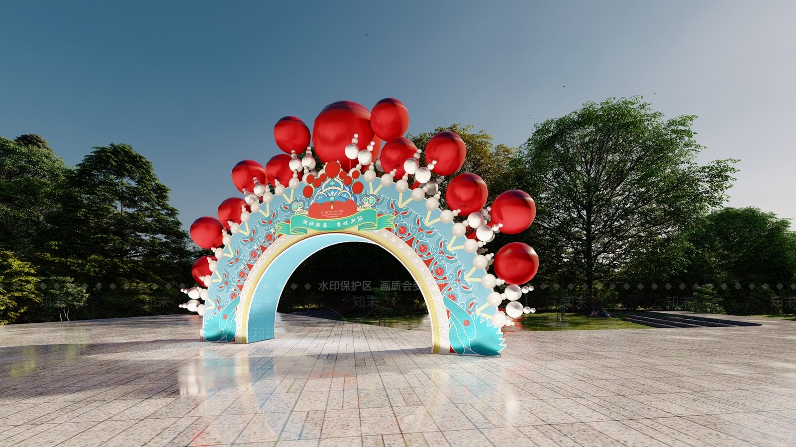 新中式入口大门SU模型下载【ID:1186059378】