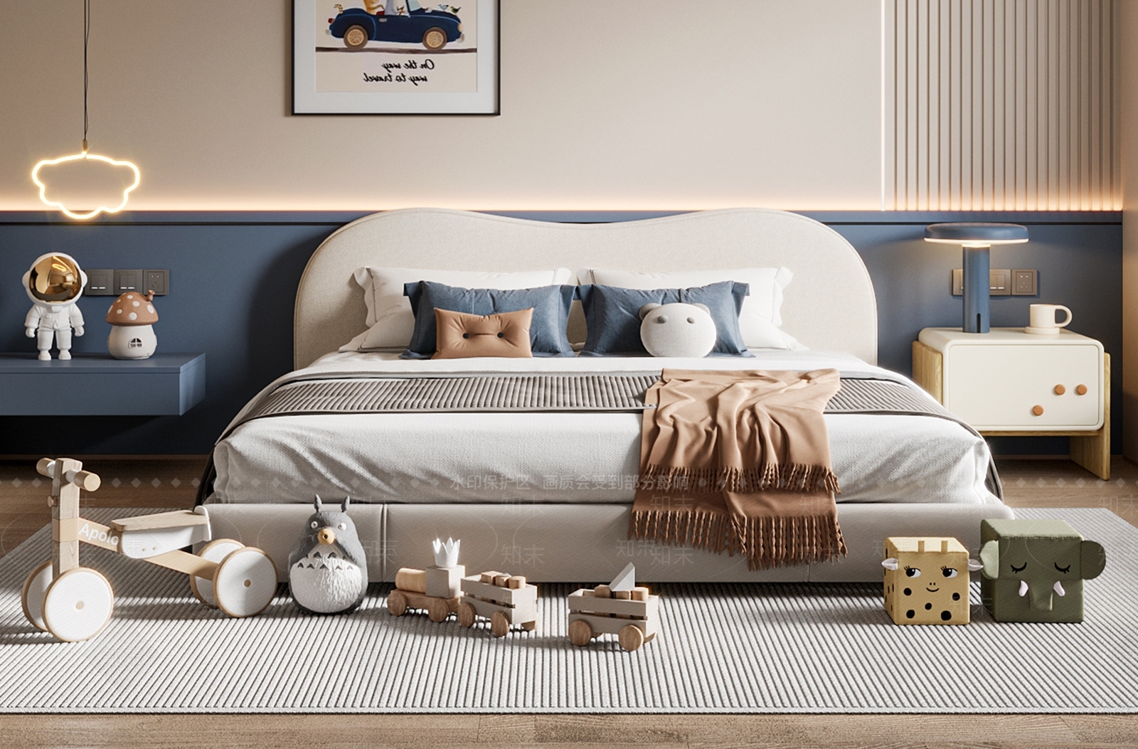 现代奶油儿童床3D模型下载【ID:1186114685】