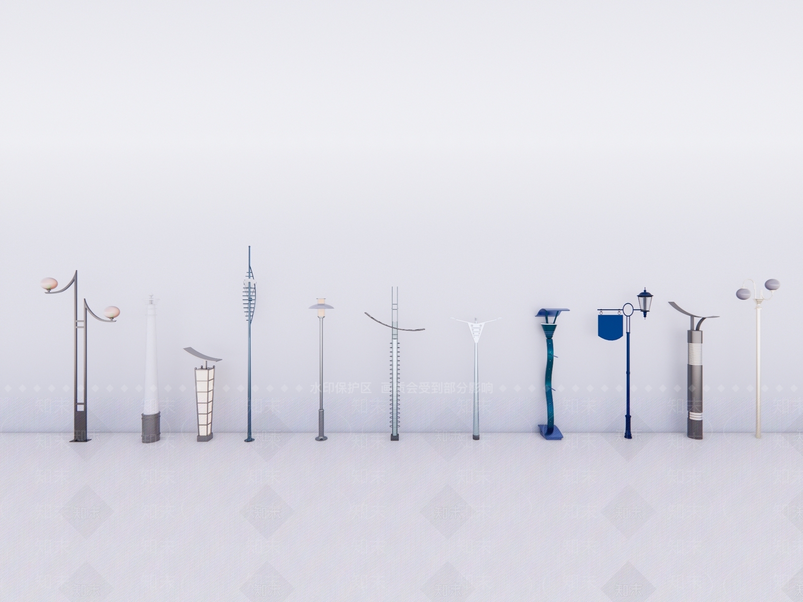 现代欧式路灯SU模型下载【ID:1186062864】