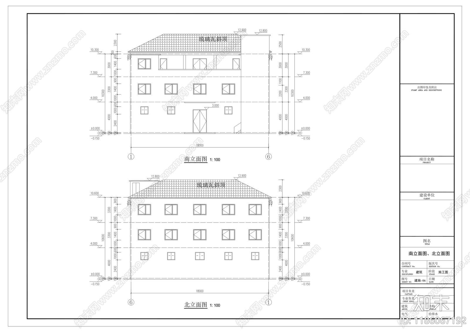 现代新中式别墅建筑施工图下载【ID:1186067192】