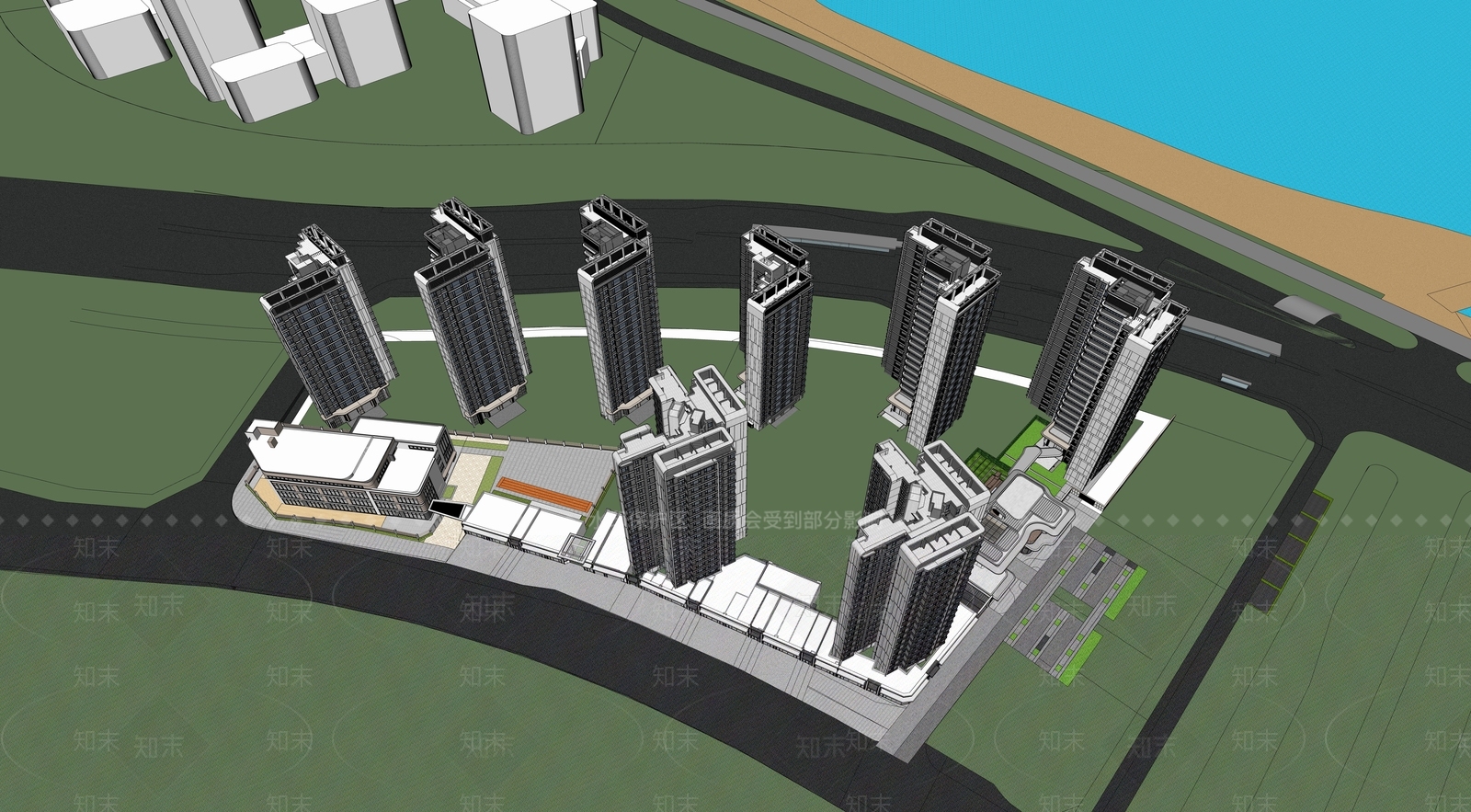 现代小区建筑SU模型下载【ID:1186069167】