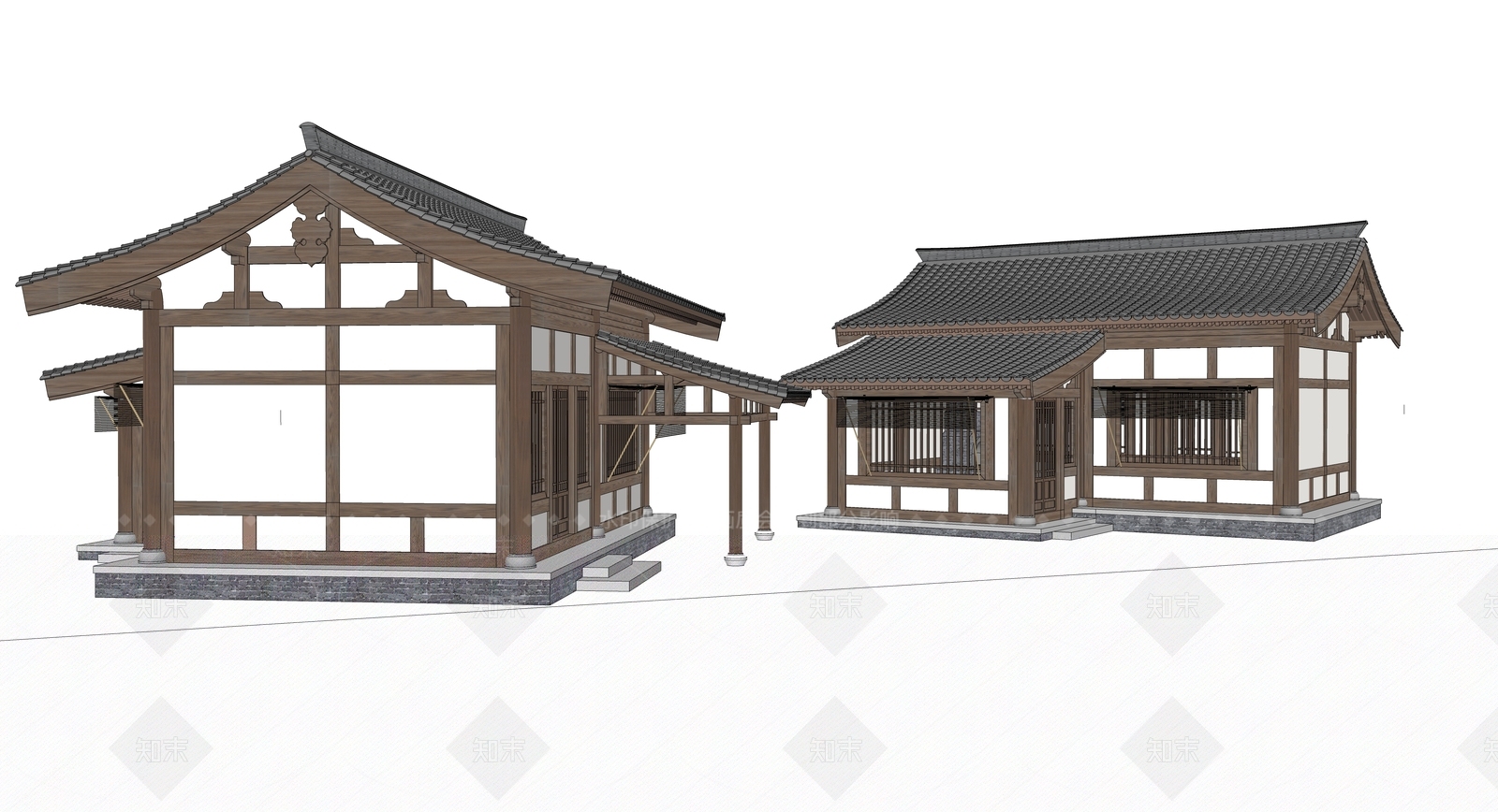 中式古建筑SU模型下载【ID:1186071662】