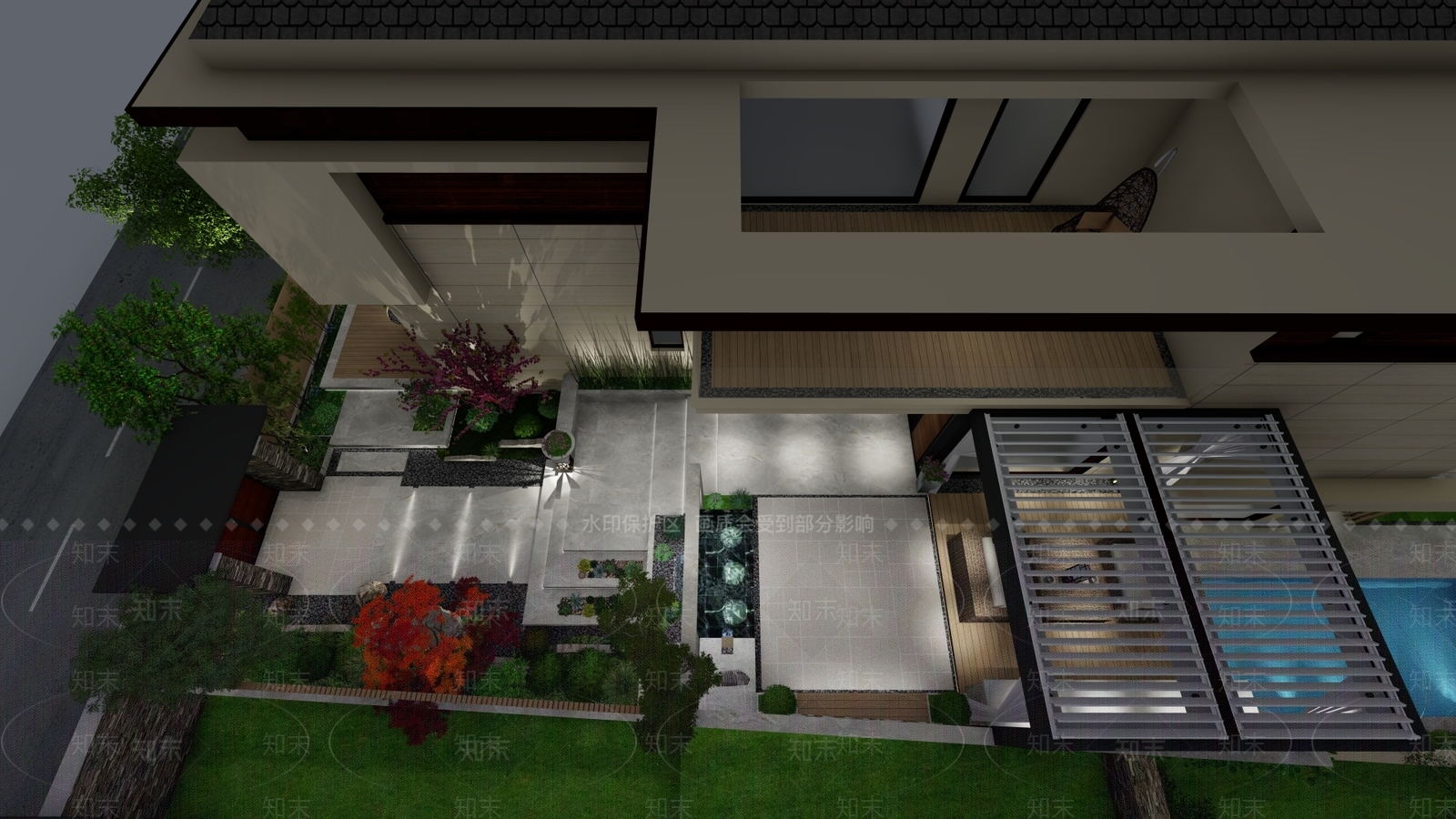 现代简约屋顶花园SU模型下载【ID:1186073297】