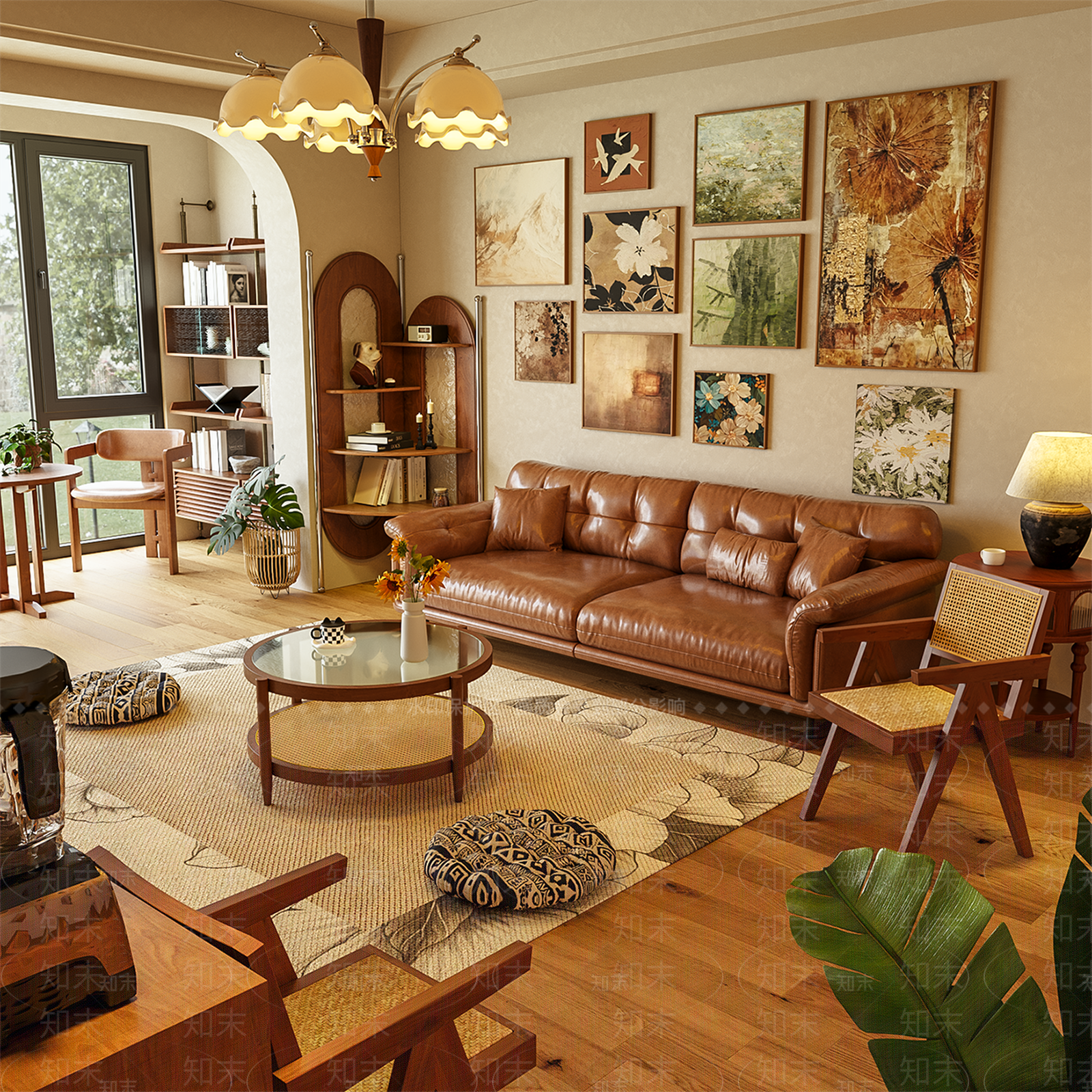 现代中古家居客厅3D模型下载【ID:1186079597】