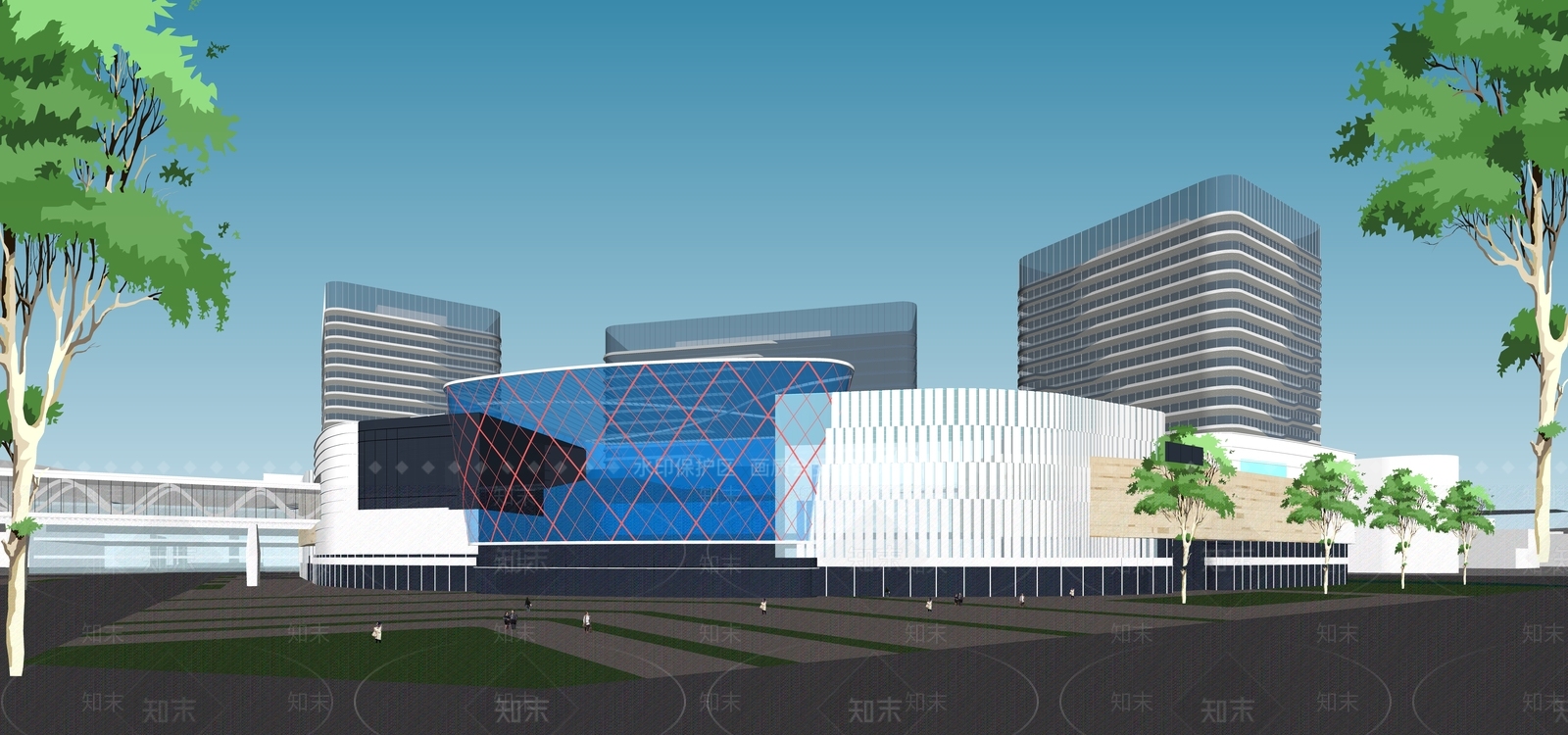 现代商场建筑SU模型下载【ID:1186087545】