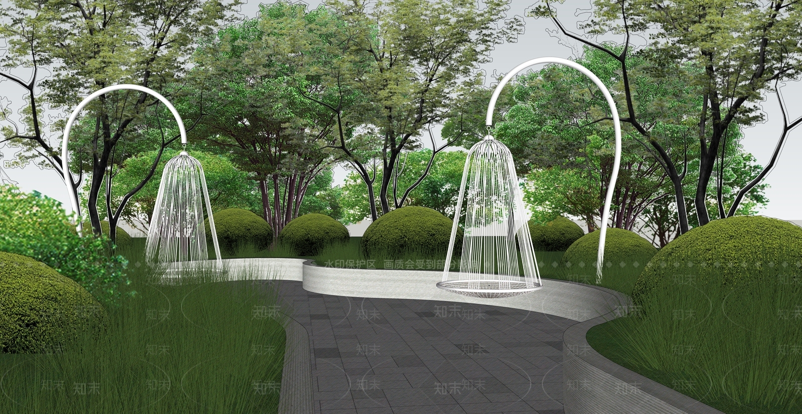 现代秋千SU模型下载【ID:1186087853】