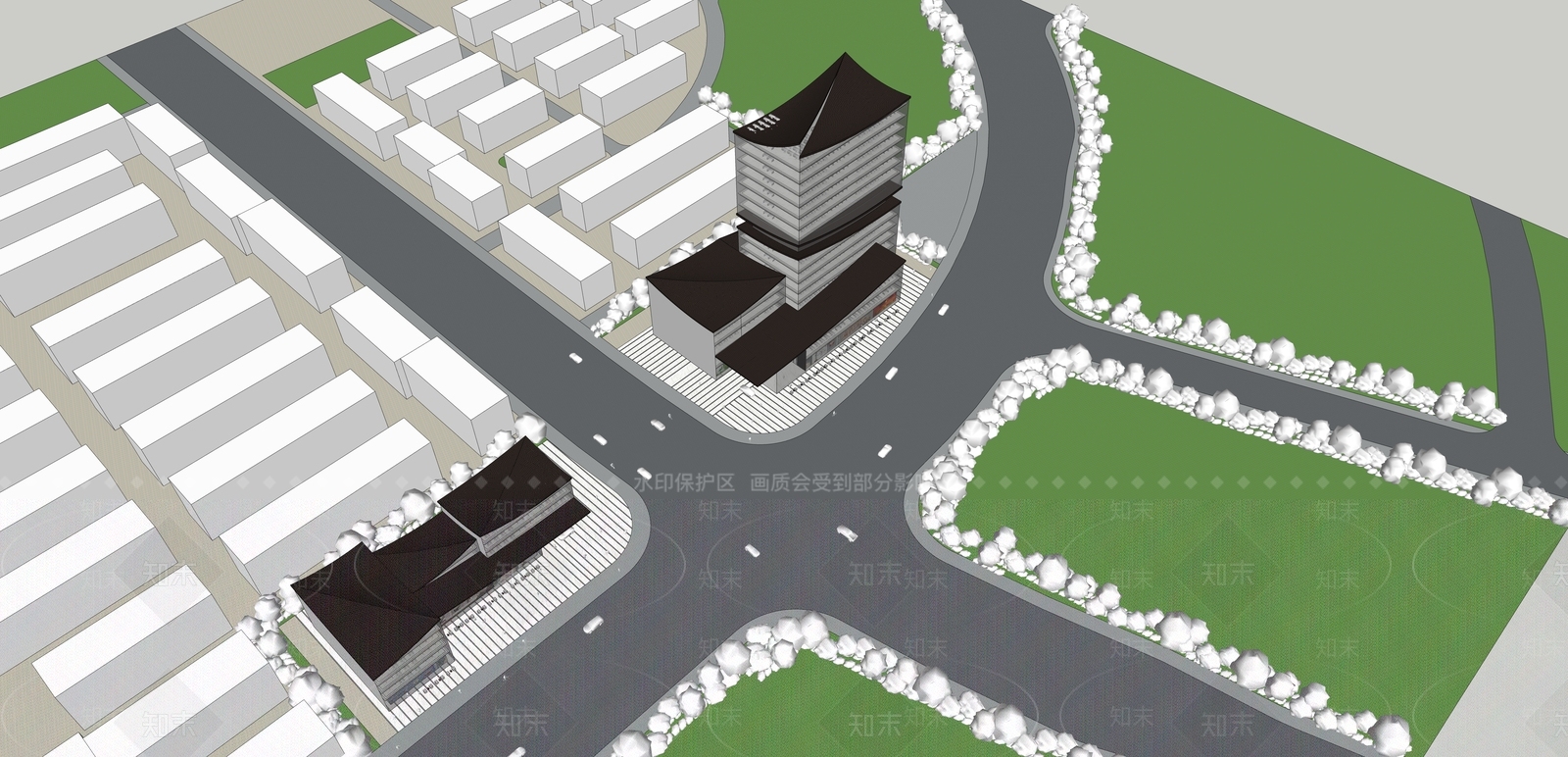 现代办公楼SU模型下载【ID:1186089407】