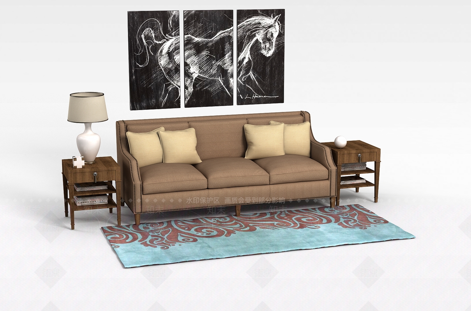 现代沙发组合3D模型下载【ID:1186089433】
