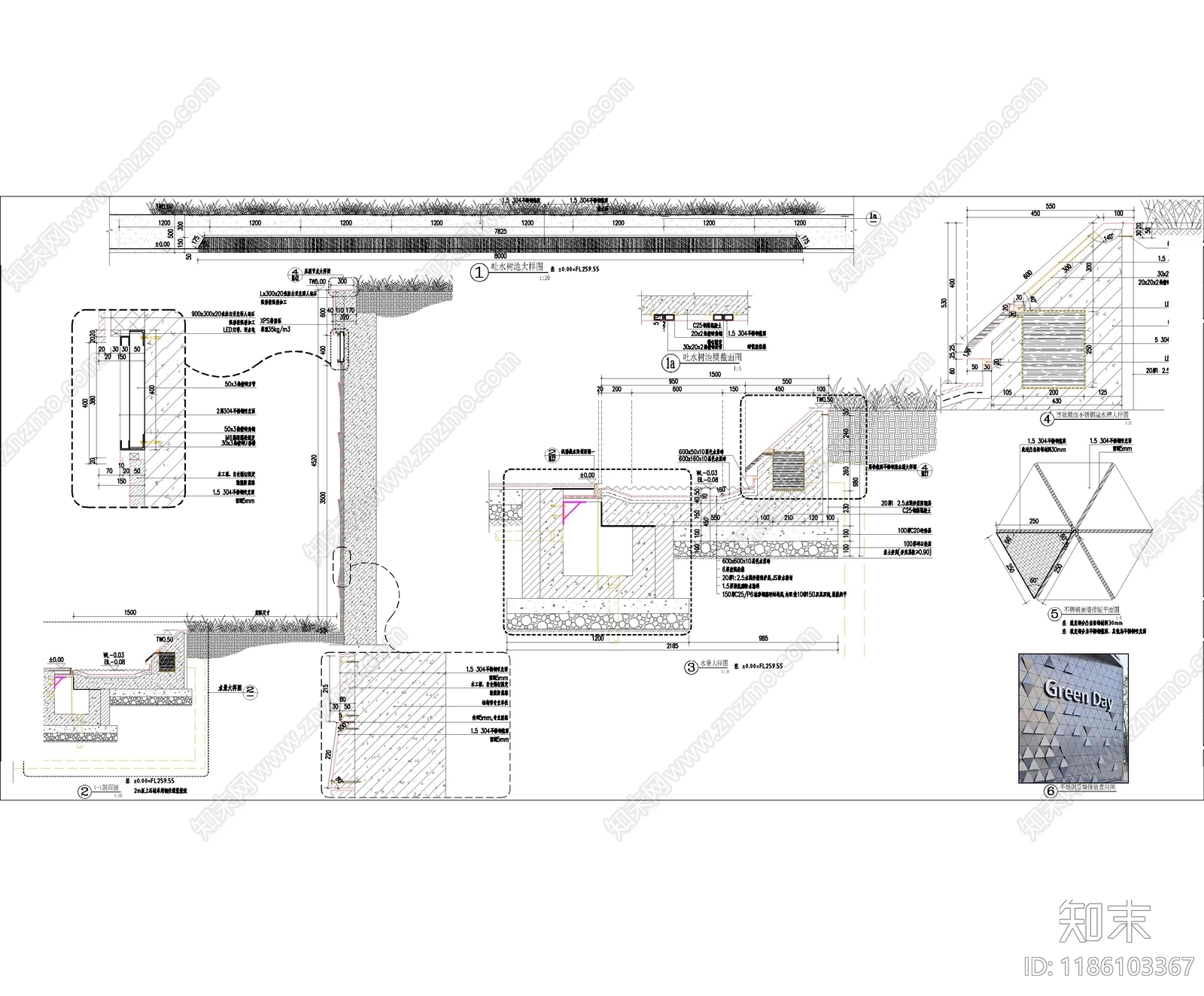 产业园景观cad施工图下载【ID:1186103367】