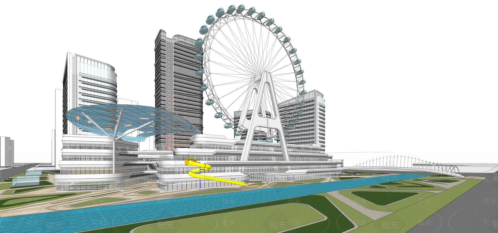 现代商场建筑SU模型下载【ID:1186093720】