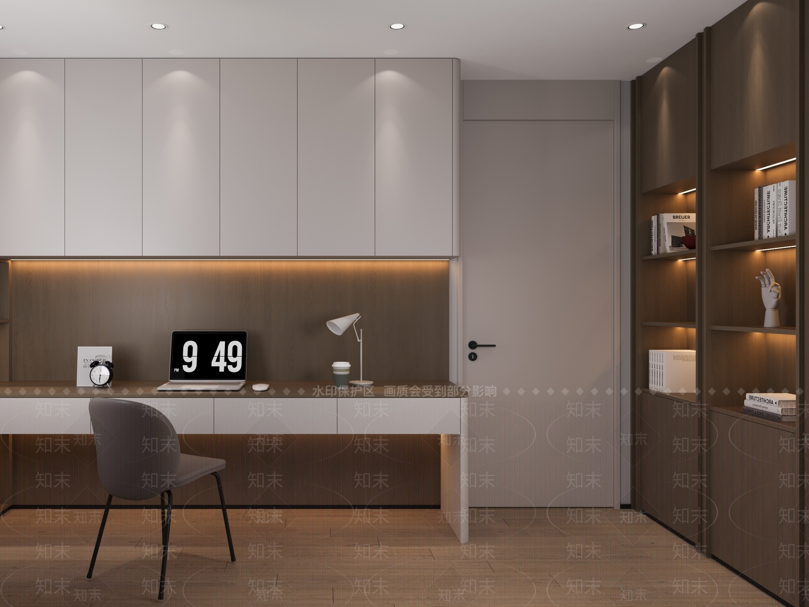 现代极简书房3D模型下载【ID:1186098001】