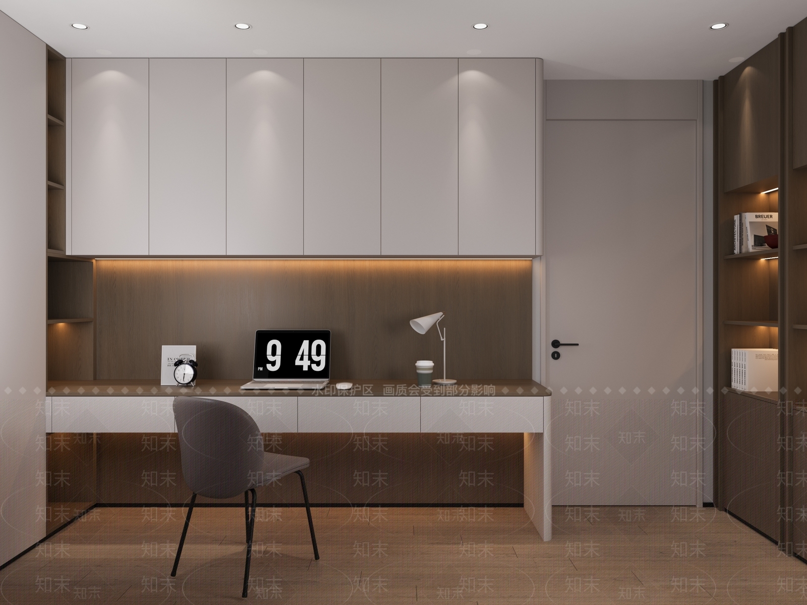 现代极简书房3D模型下载【ID:1186098001】