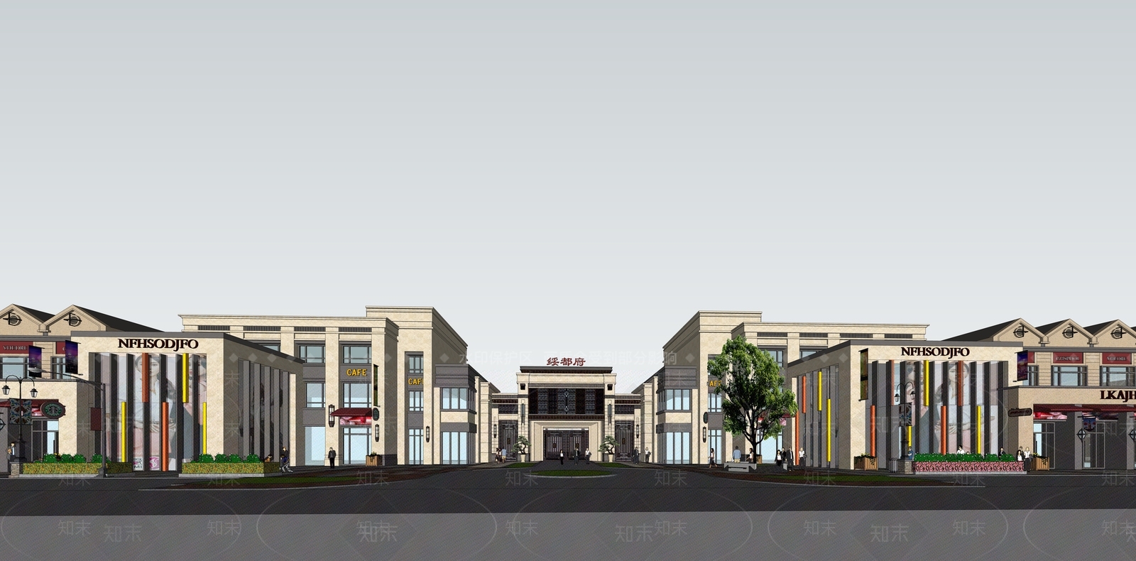 现代简欧商场建筑SU模型下载【ID:1186098337】