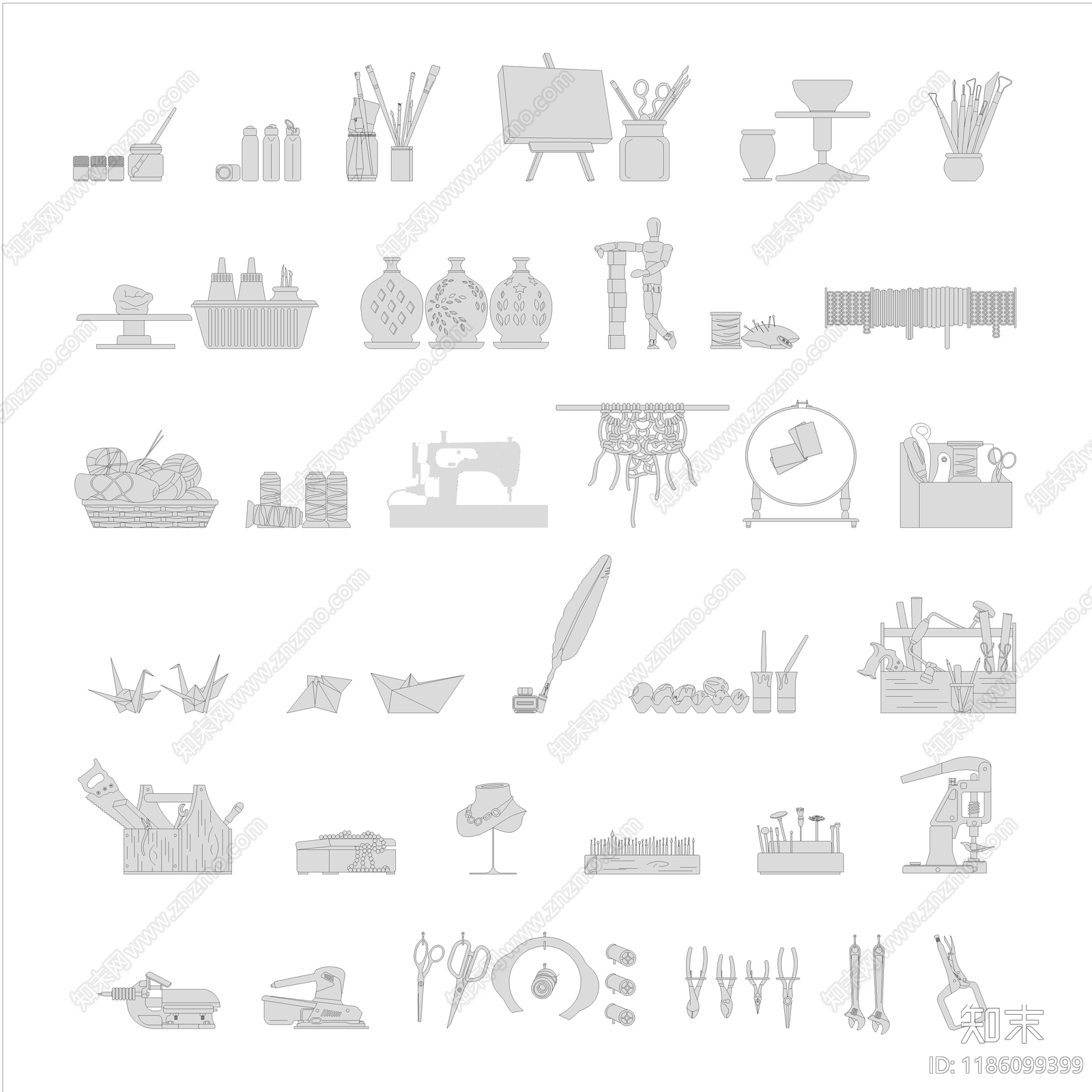 现代综合家具图库cad施工图下载【ID:1186099399】