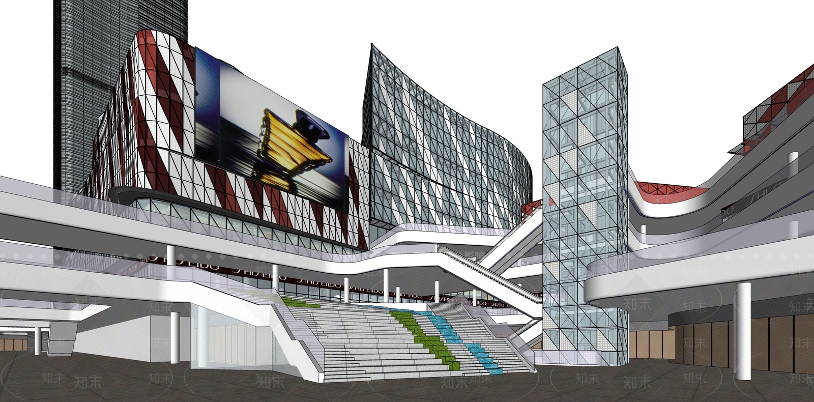 现代简约商场建筑SU模型下载【ID:1186099758】