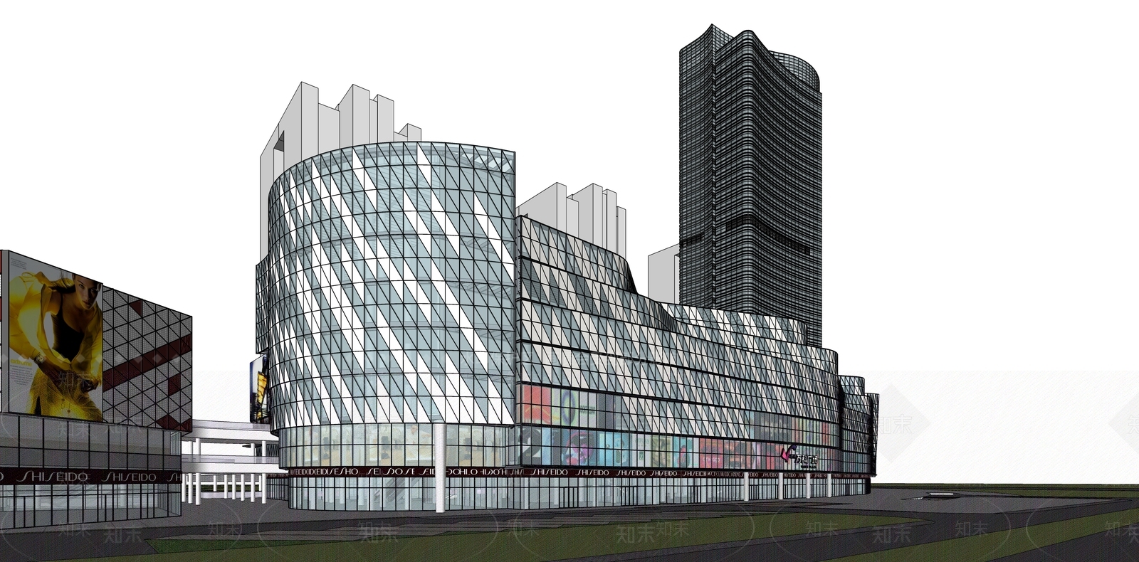 现代简约商场建筑SU模型下载【ID:1186099758】