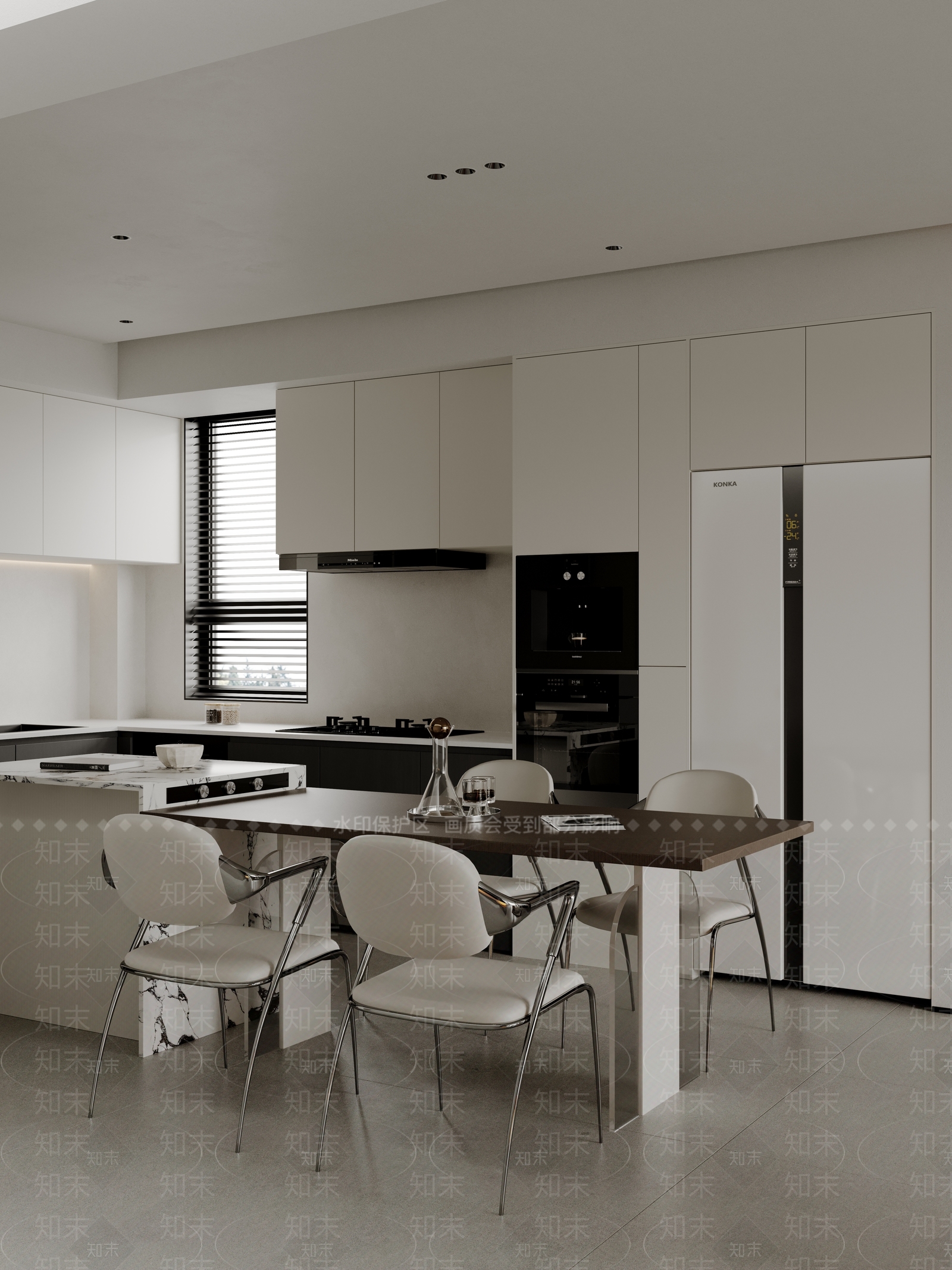 现代极简家居餐厅3D模型下载【ID:1186100389】