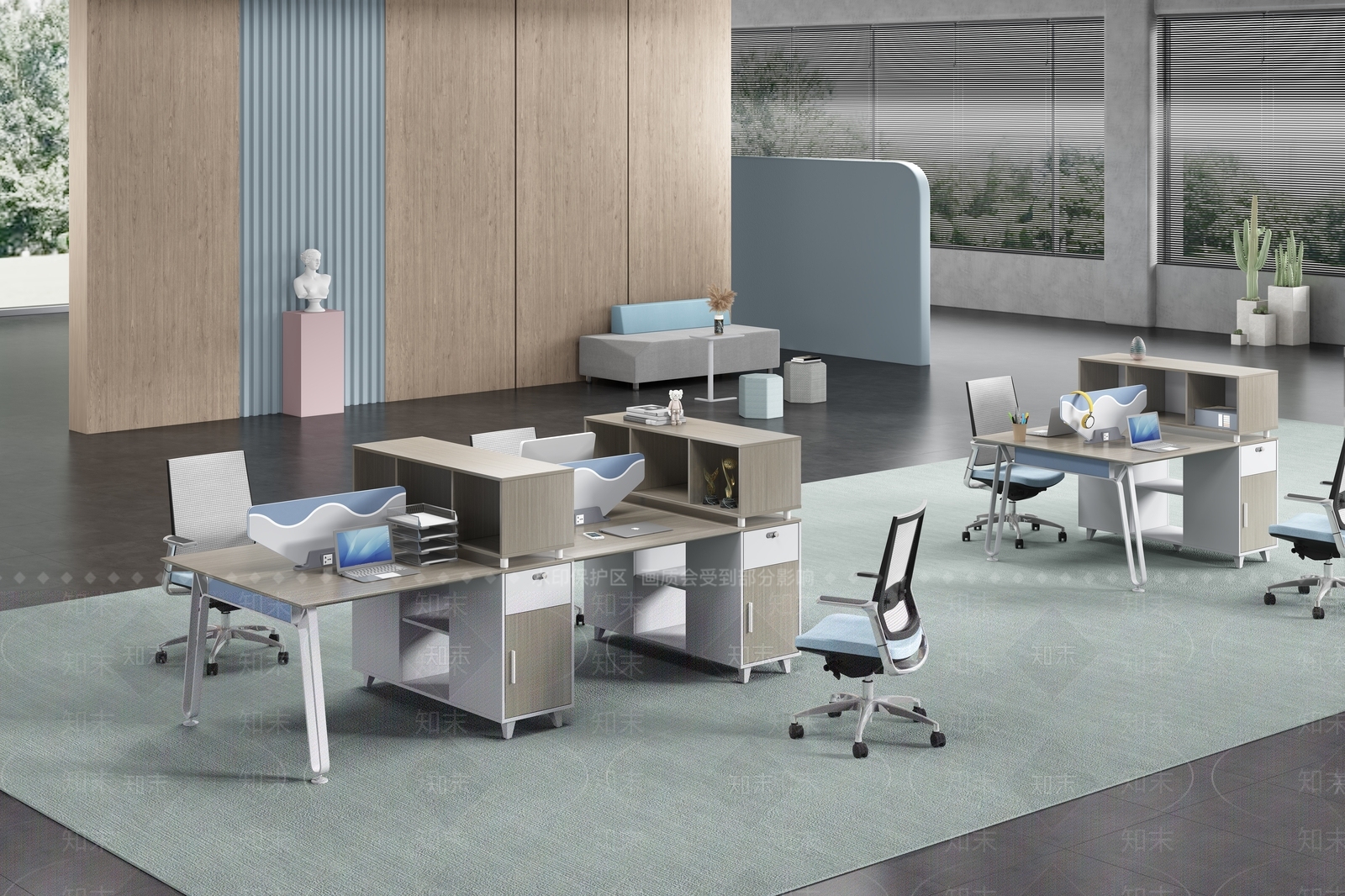 现代办公大厅3D模型下载【ID:1186100635】