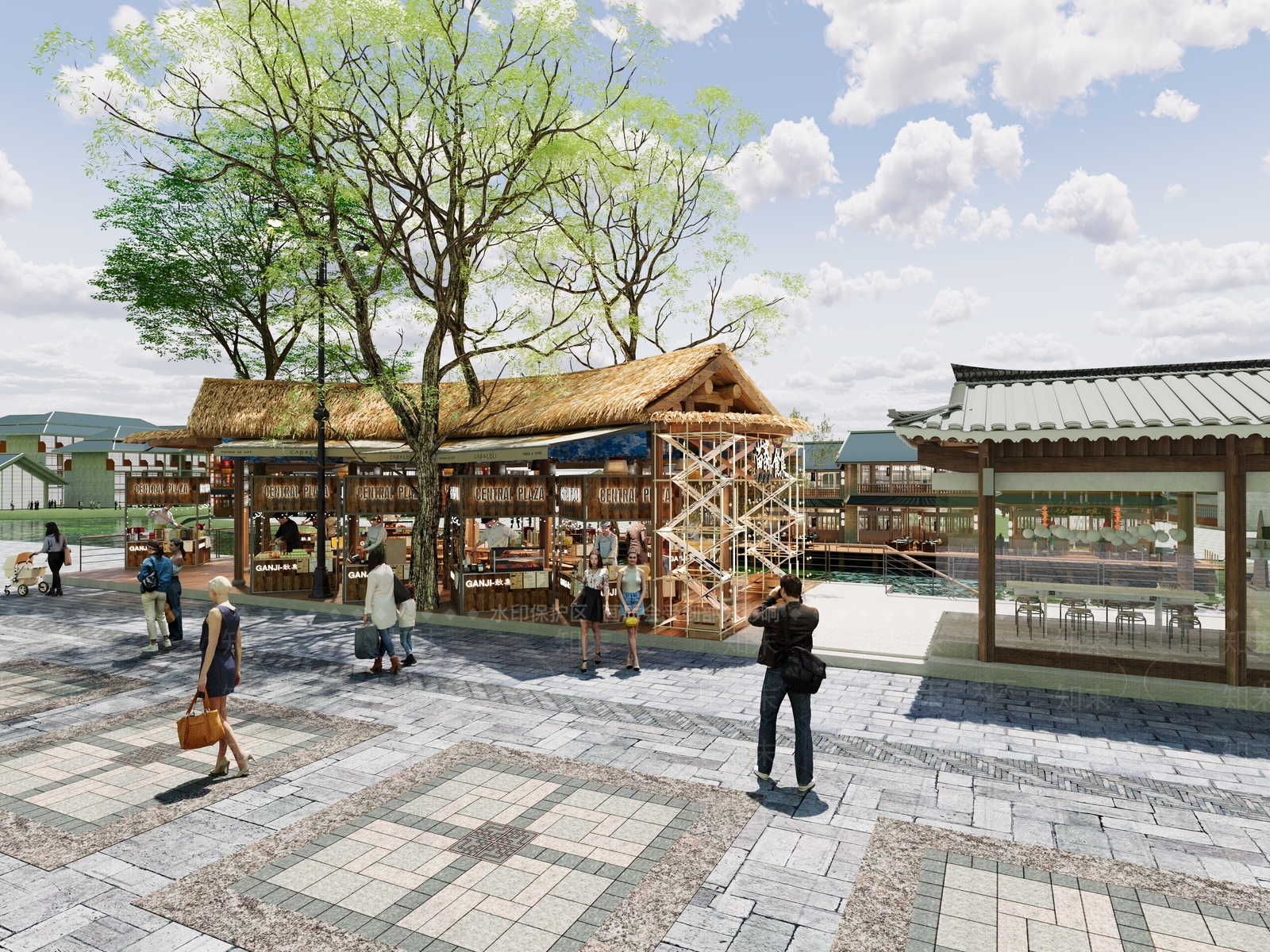 中式中古商业街3D模型下载【ID:1186103456】