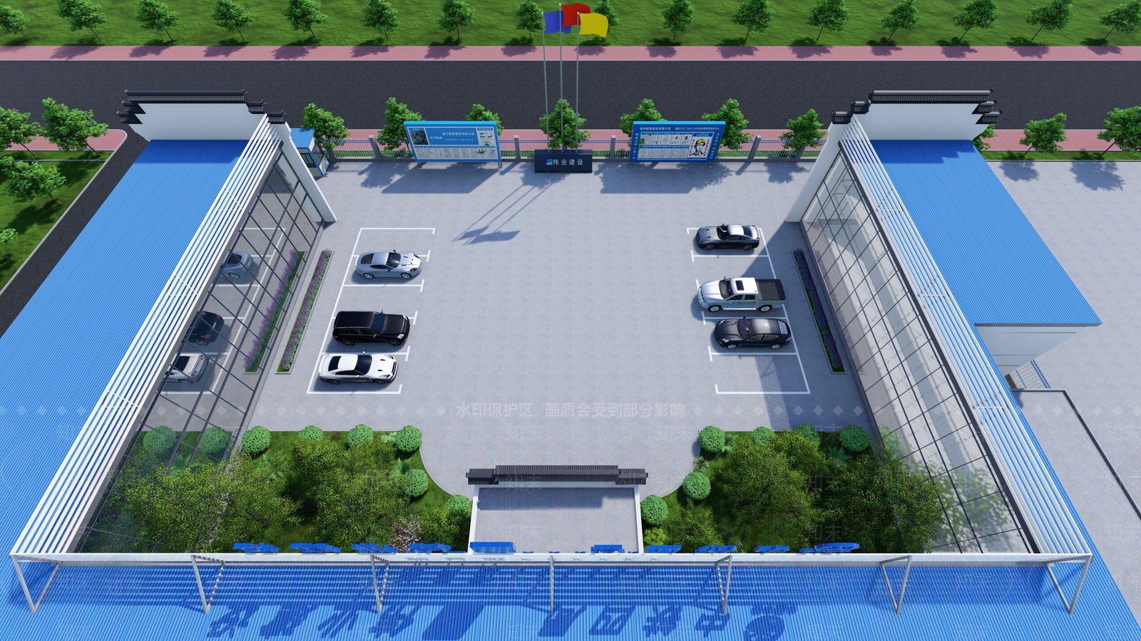 现代新中式办公楼SU模型下载【ID:1186103467】