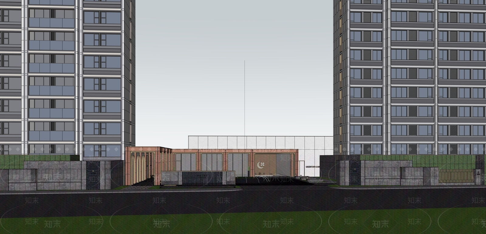现代轻奢售楼处建筑SU模型下载【ID:1186106675】