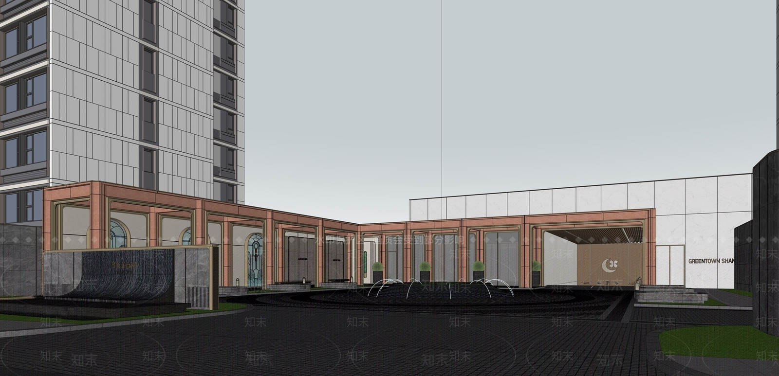 现代轻奢售楼处建筑SU模型下载【ID:1186106675】