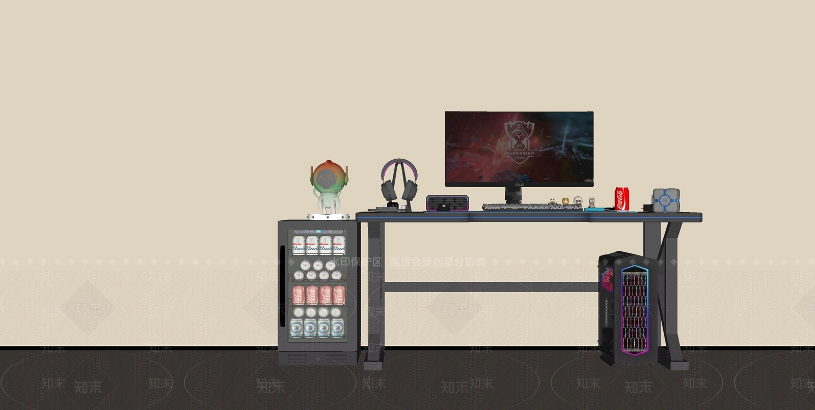 现代极简书桌椅SU模型下载【ID:1186108689】