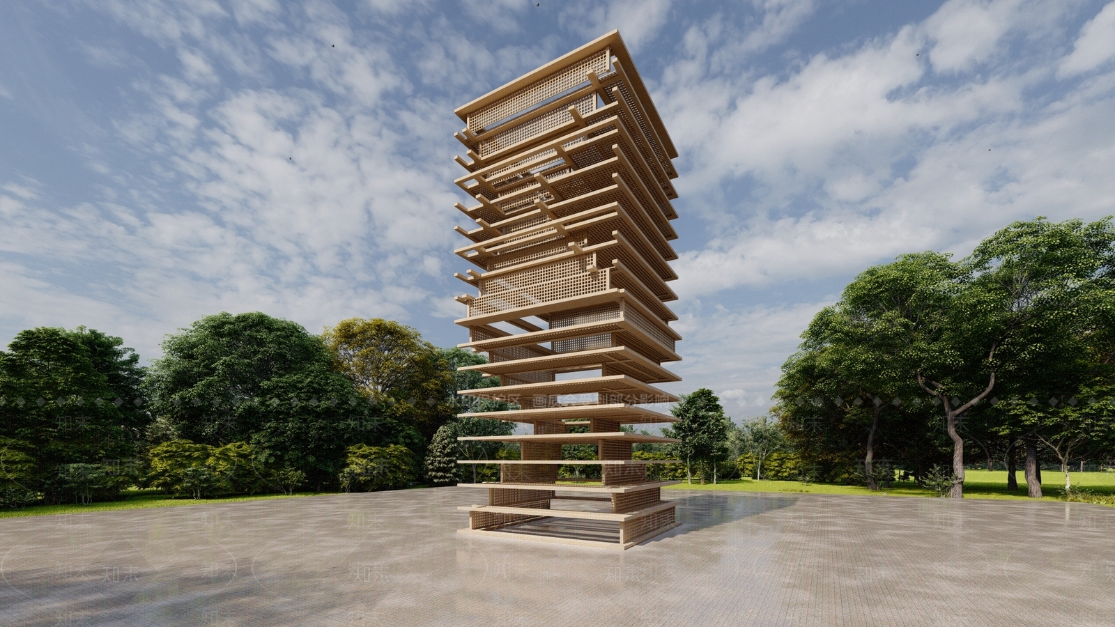 现代塔楼SU模型下载【ID:1186109524】