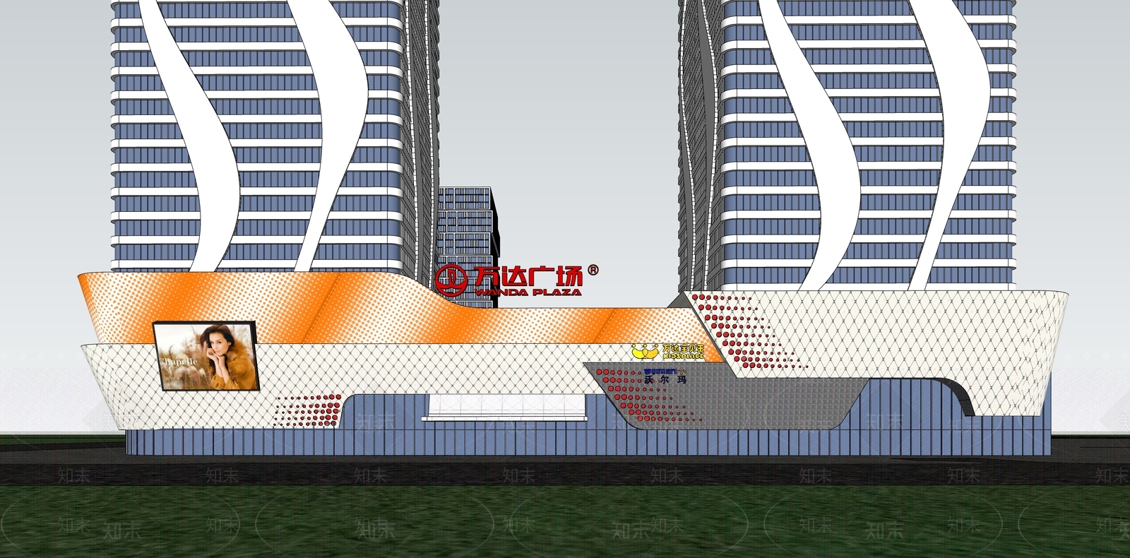 现代简约商场建筑SU模型下载【ID:1186110453】