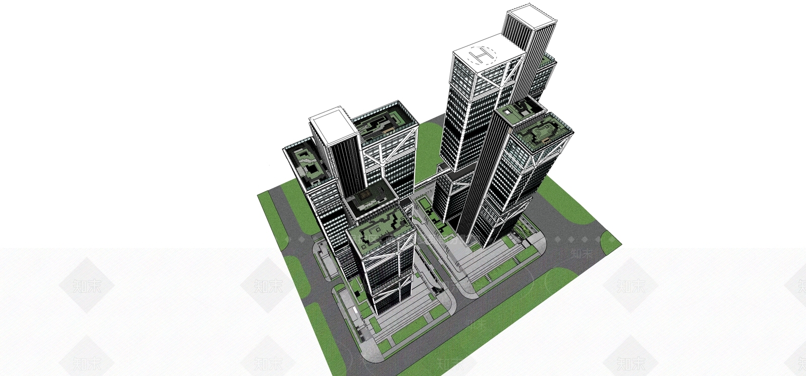 简约现代办公景观SU模型下载【ID:1186113903】