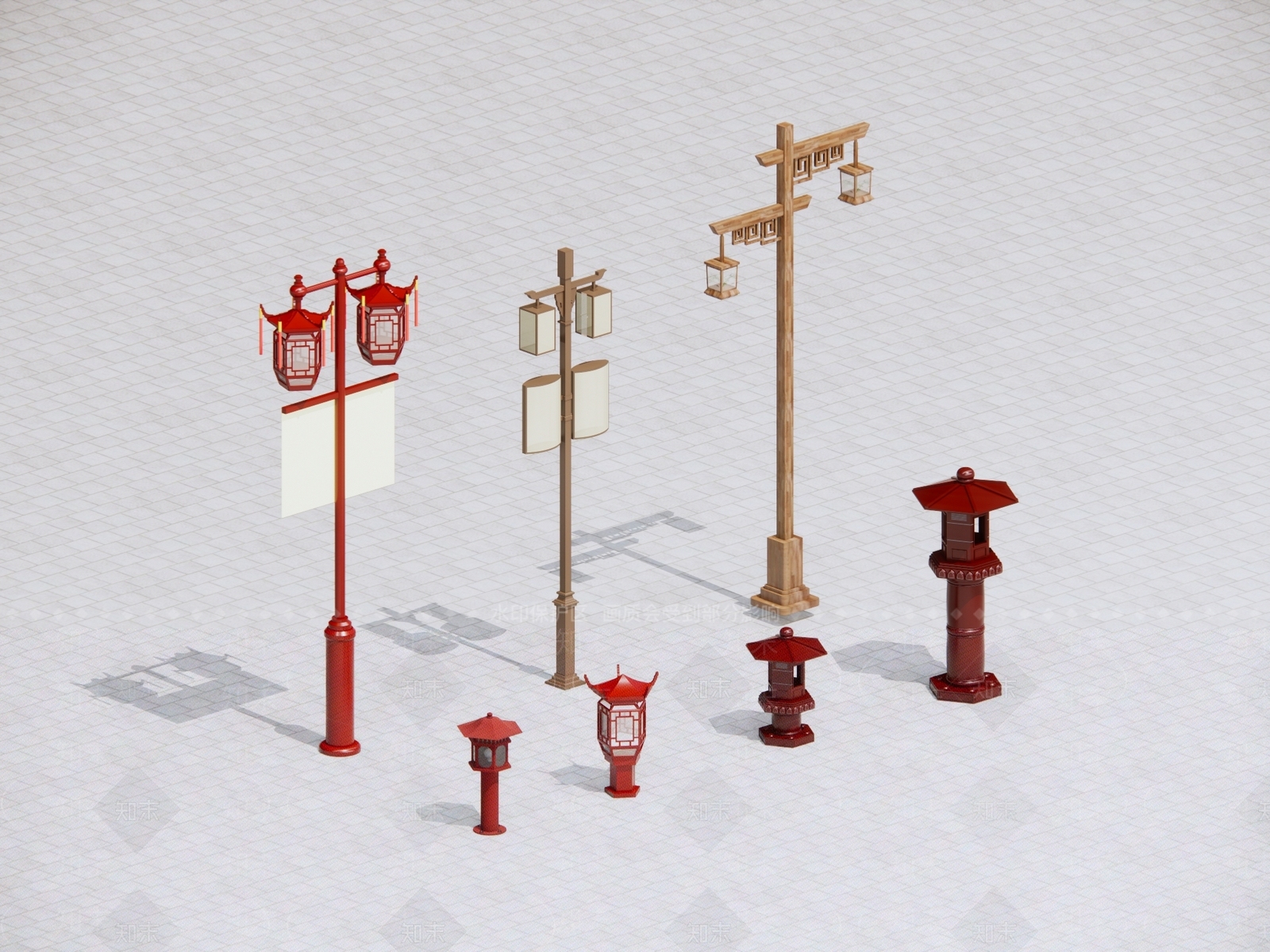 新中式中式路灯SU模型下载【ID:1186114687】