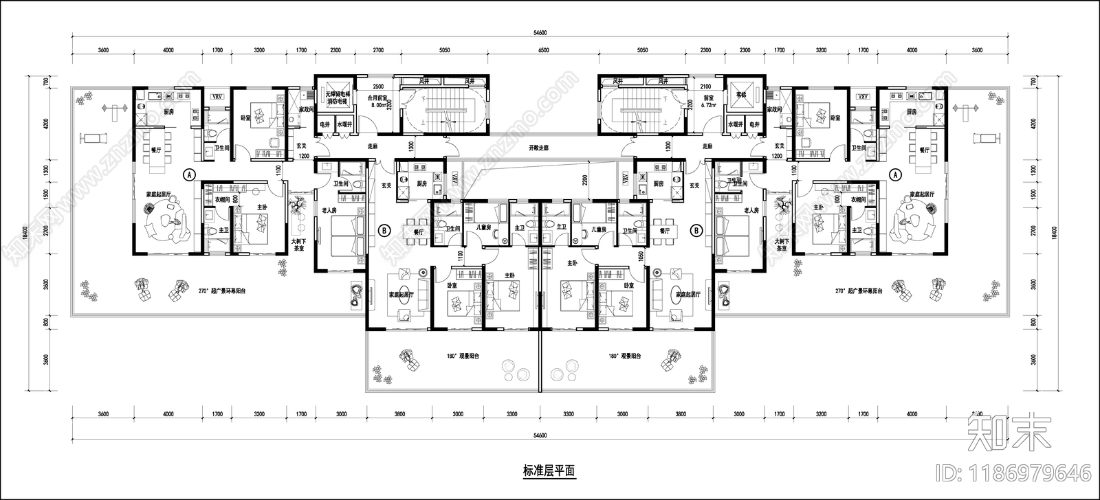 现代轻奢住宅楼建筑施工图下载【ID:1186979646】