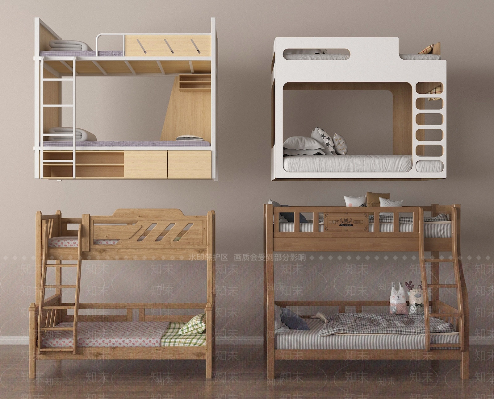 现代上下床3D模型下载【ID:1186115556】