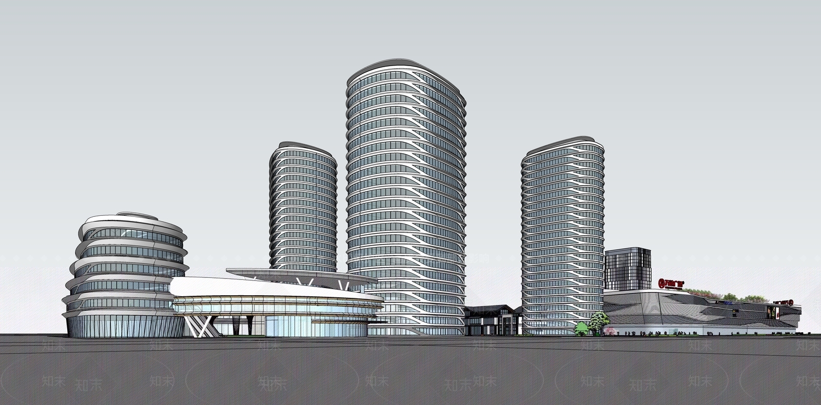 现代轻奢商场建筑SU模型下载【ID:1186117266】