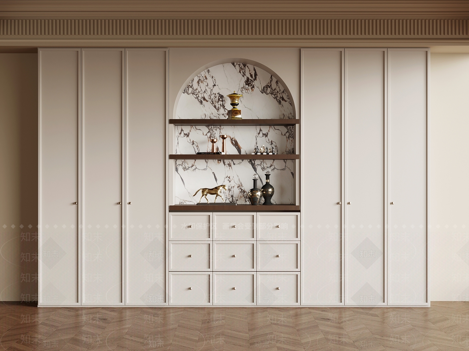 法式复古书柜3D模型下载【ID:1186119933】