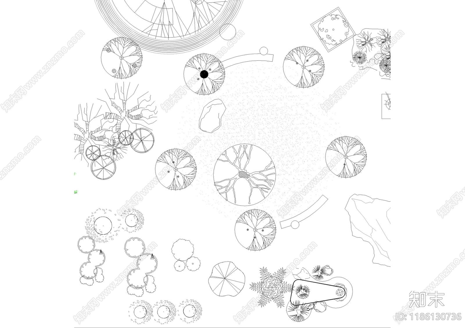 现代综合植物图库cad施工图下载【ID:1186130736】
